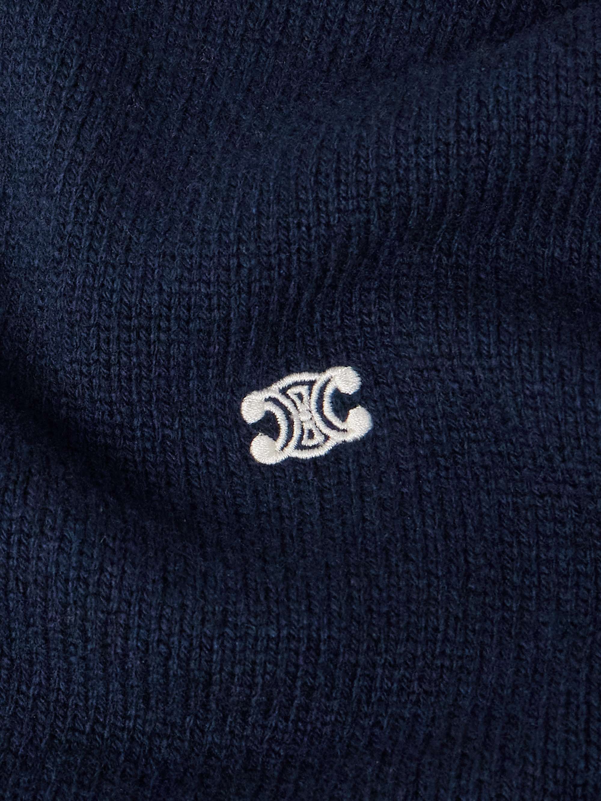 Logo-Embroidered Wool and Cashmere-Blend Zip-Up Cardigan view