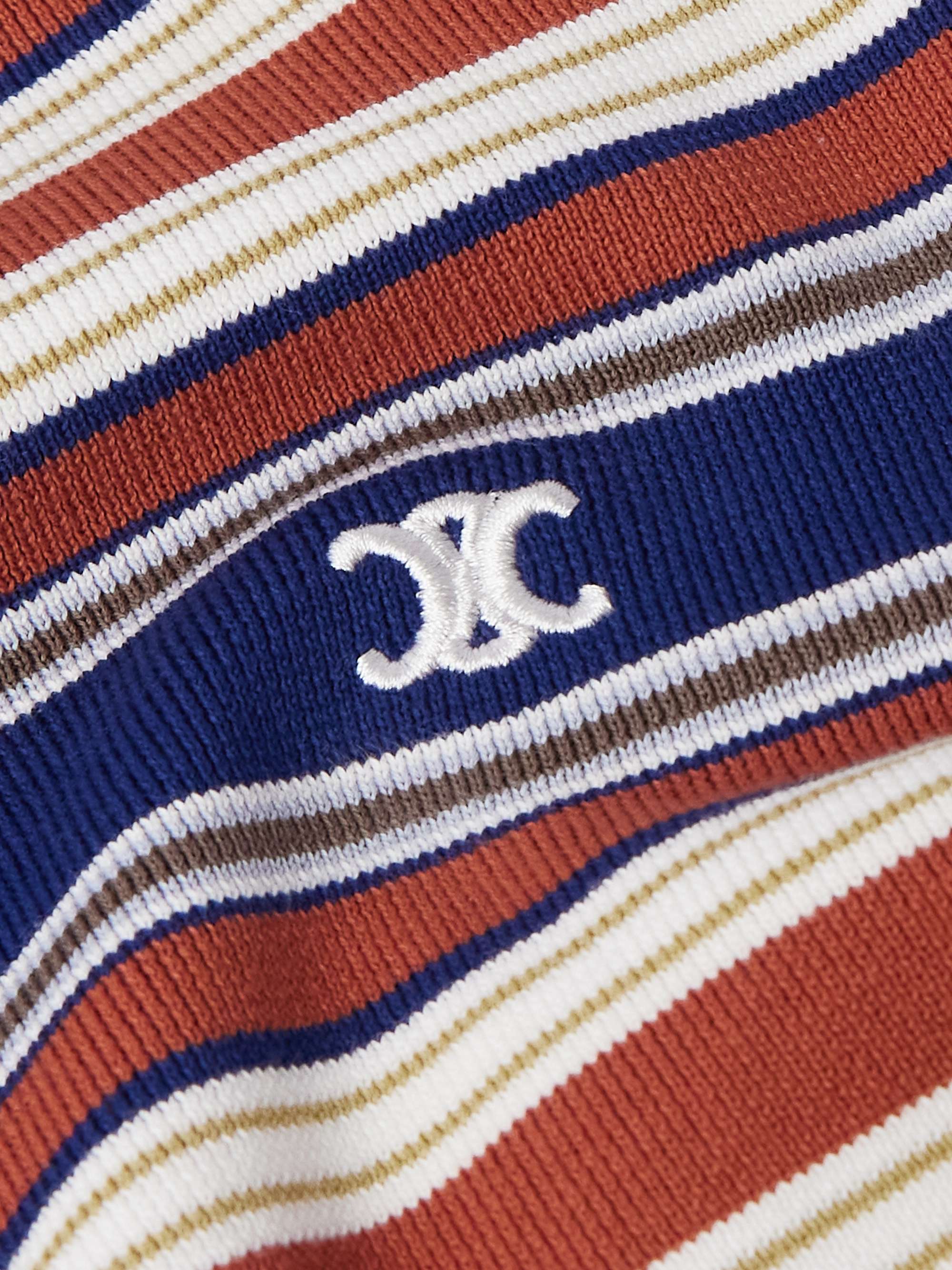 Logo-Embroidered Striped Cotton Polo Shirt view