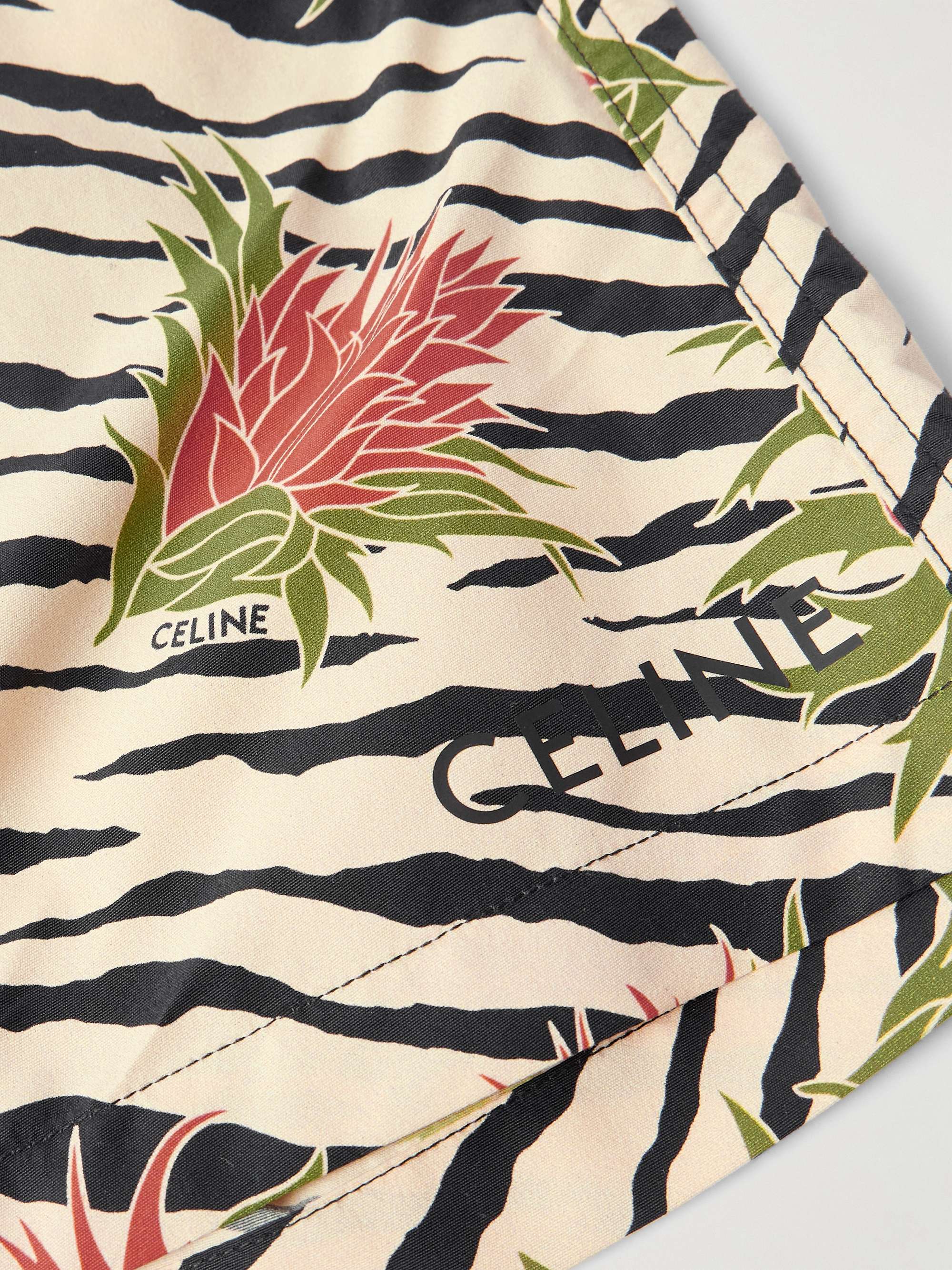 Mid-Length Straight-Leg Printed Swim Shorts view