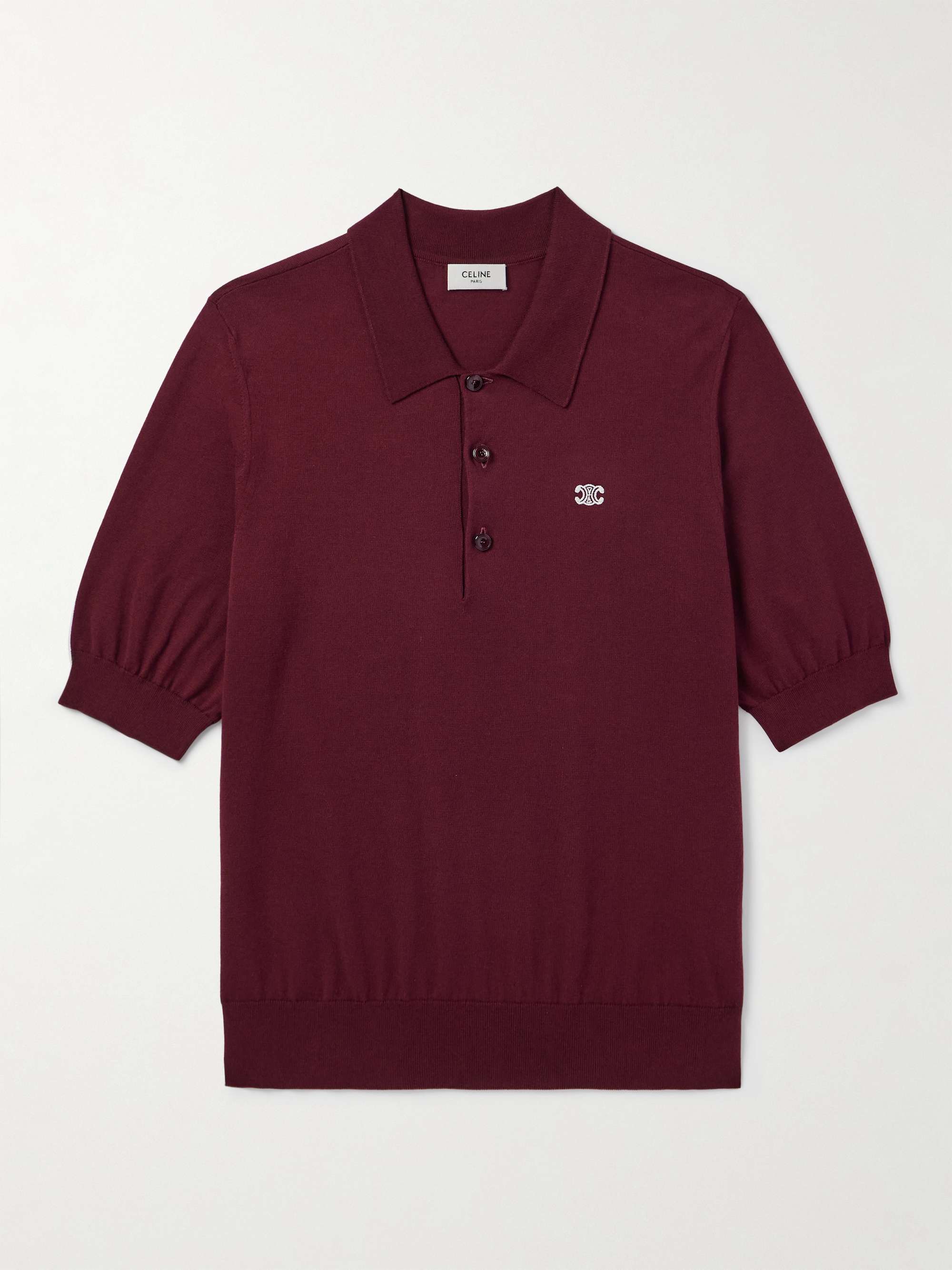 Triomphe Slim-Fit Cropped Logo-Embroidered Cotton Polo Shirt view
