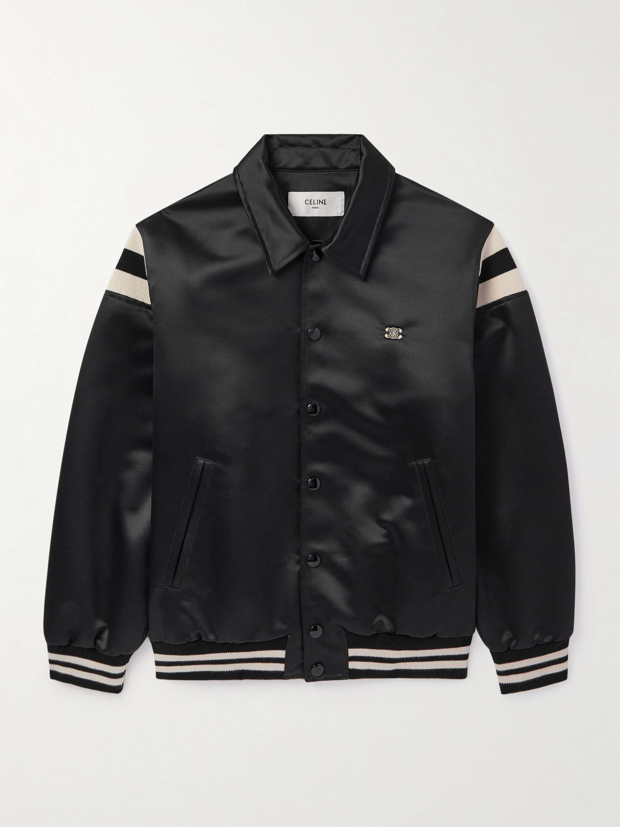 Teddy Logo-Embroidered Satin Varsity Jacket view