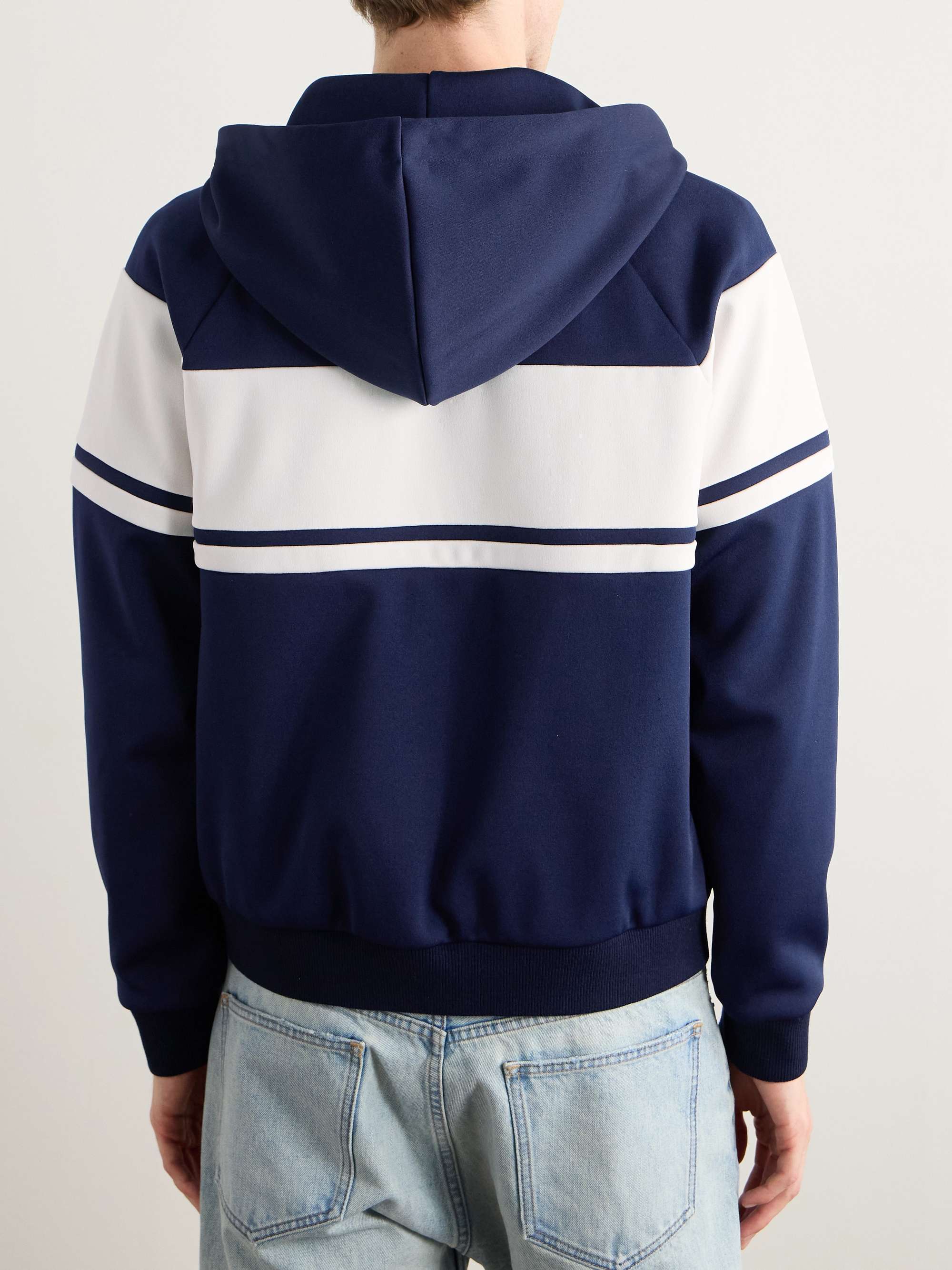 Logo-Embroidered Striped Jersey Hooded Track Jacket view