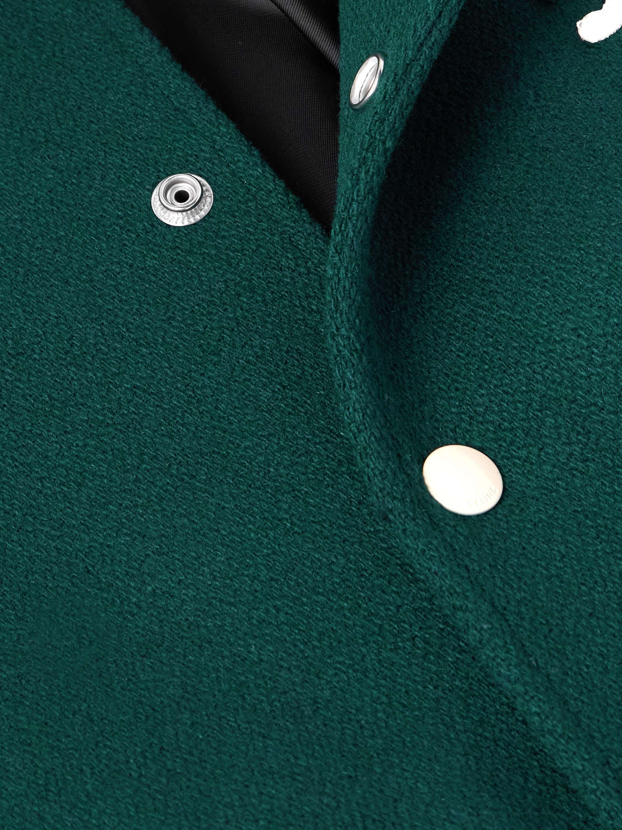 Teddy Triomphe Leather-Trimmed Wool-Blend Varsity Jacket view