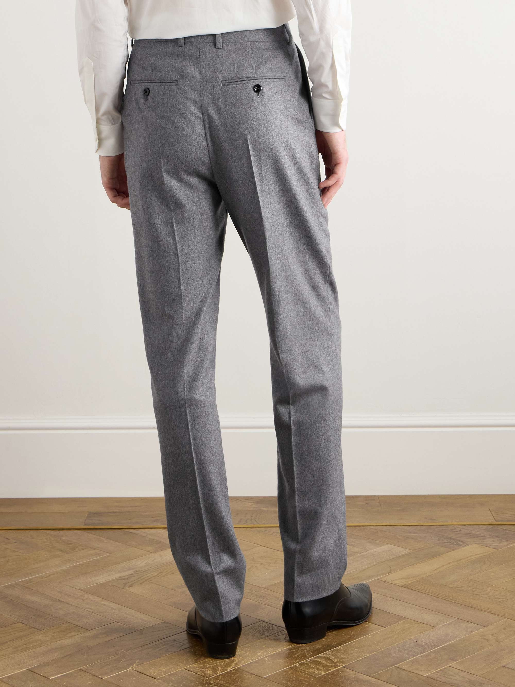Keith Tapered Pleated Cashmere-Flannel Trousers view