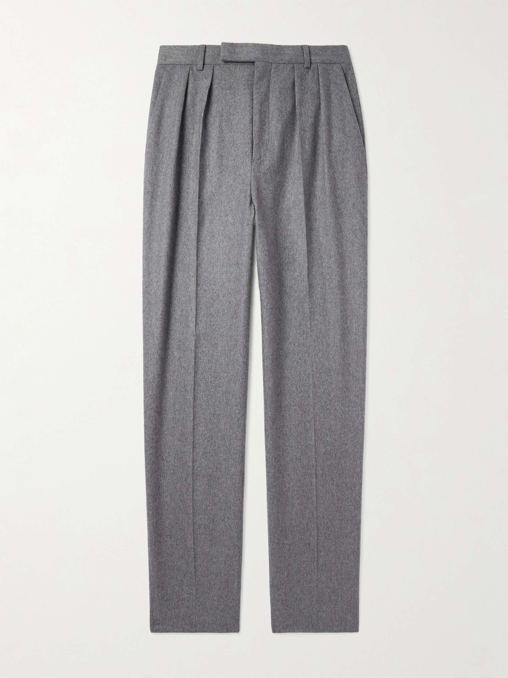 Keith Tapered Pleated Cashmere-Flannel Trousers view