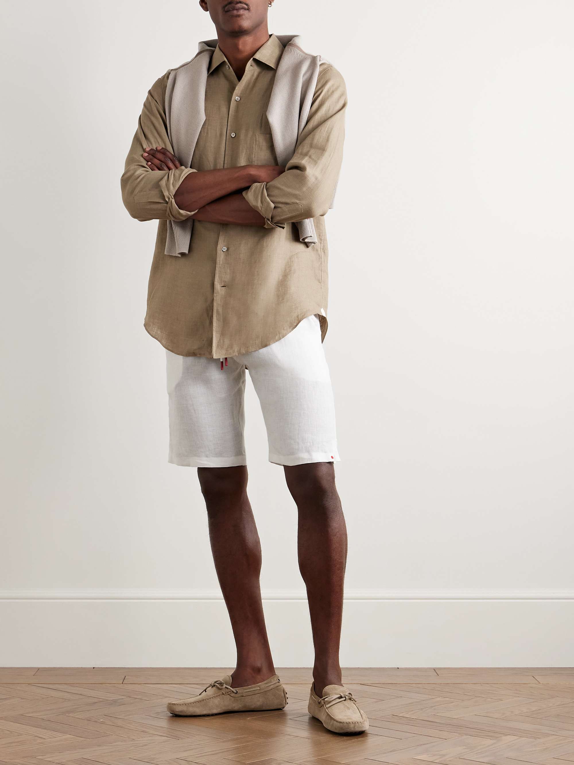 Slim-Fit Linen Drawstring Shorts view