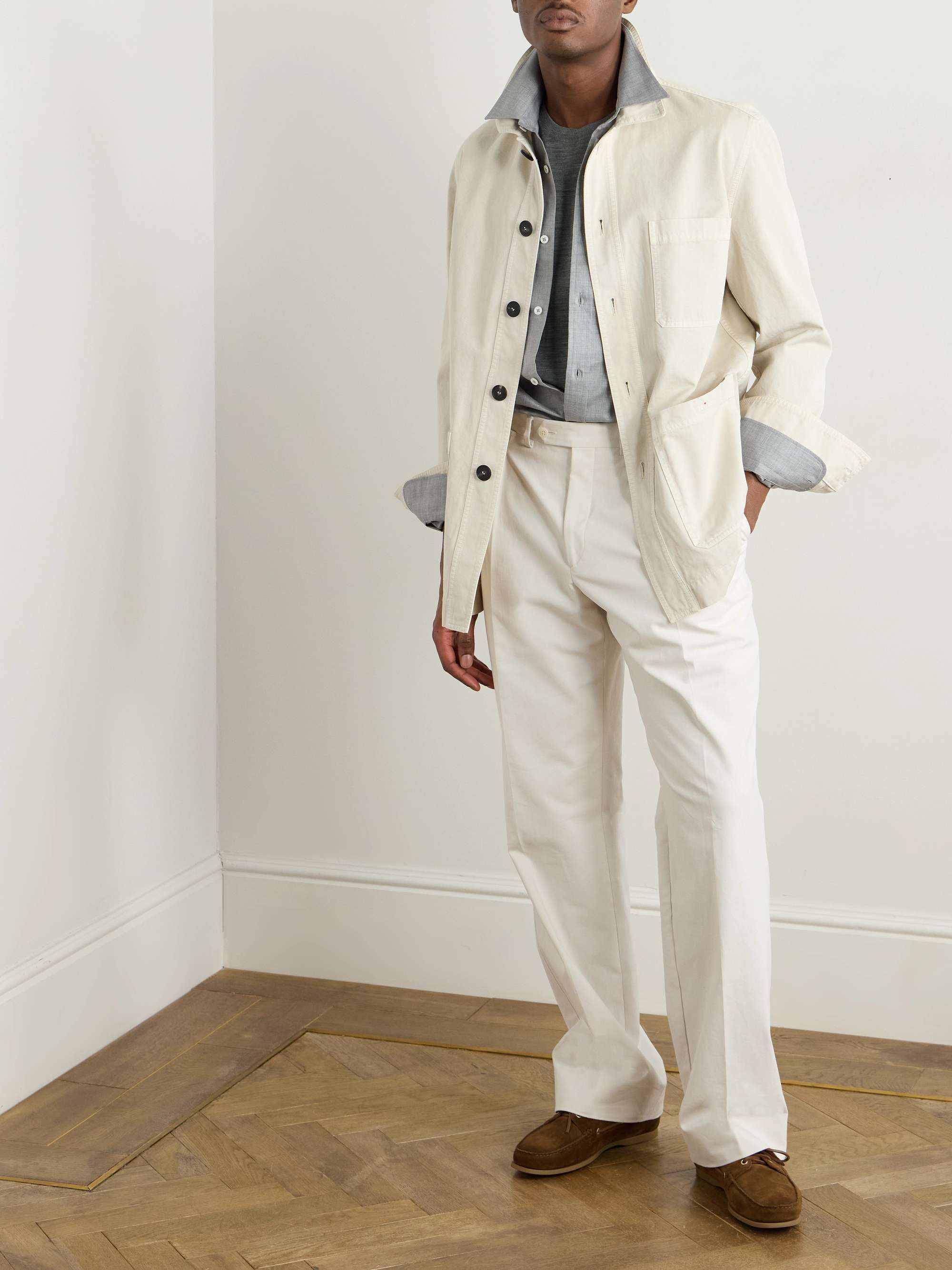 Logo-Embroidered Cotton-Twill Overshirt view
