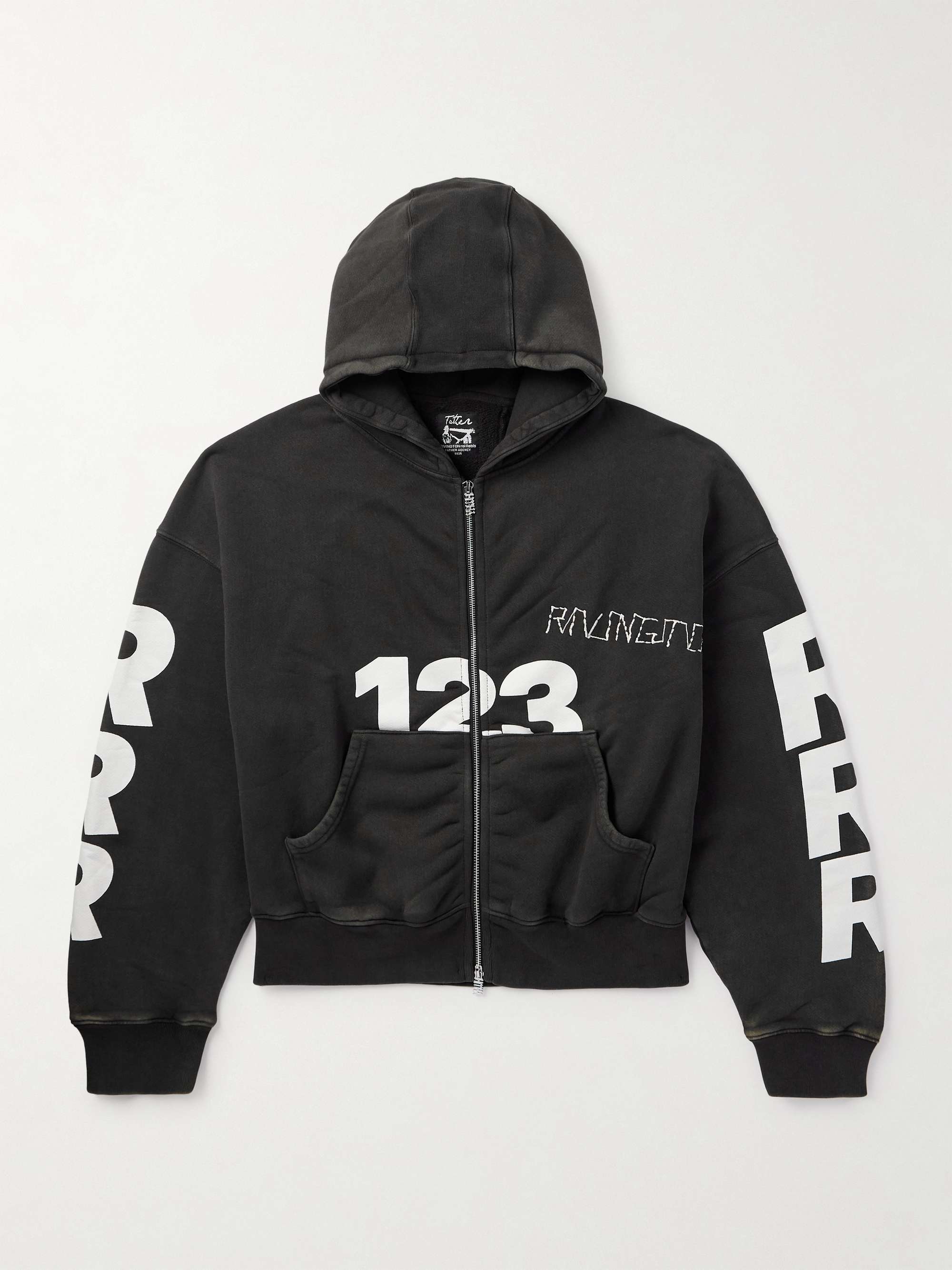 USO-123 Cropped Printed Cotton-Jersey Zip-Up Hoodie view