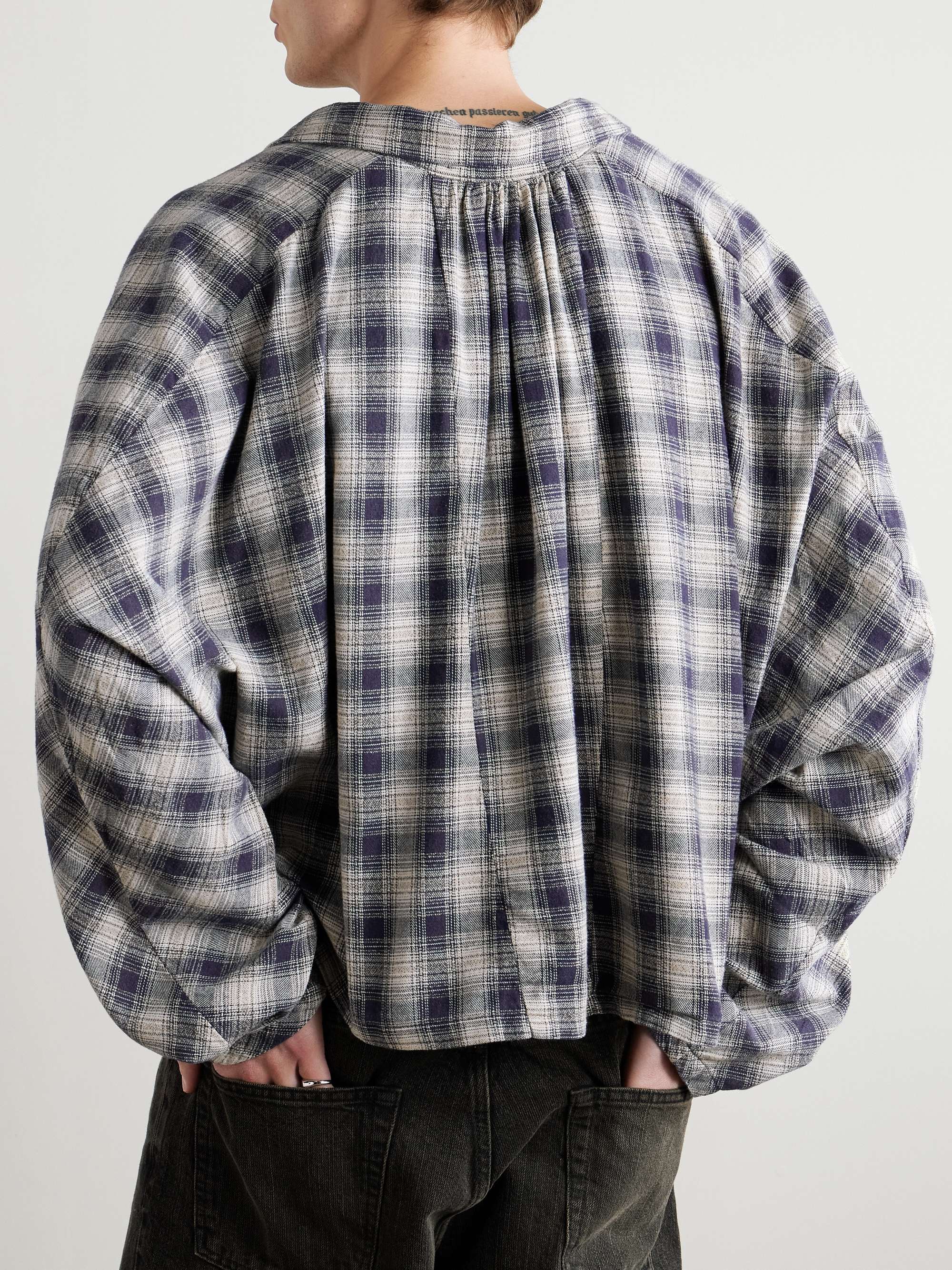Materia Nazarene Oversized Printed Checked Cotton-Flannel Shirt view