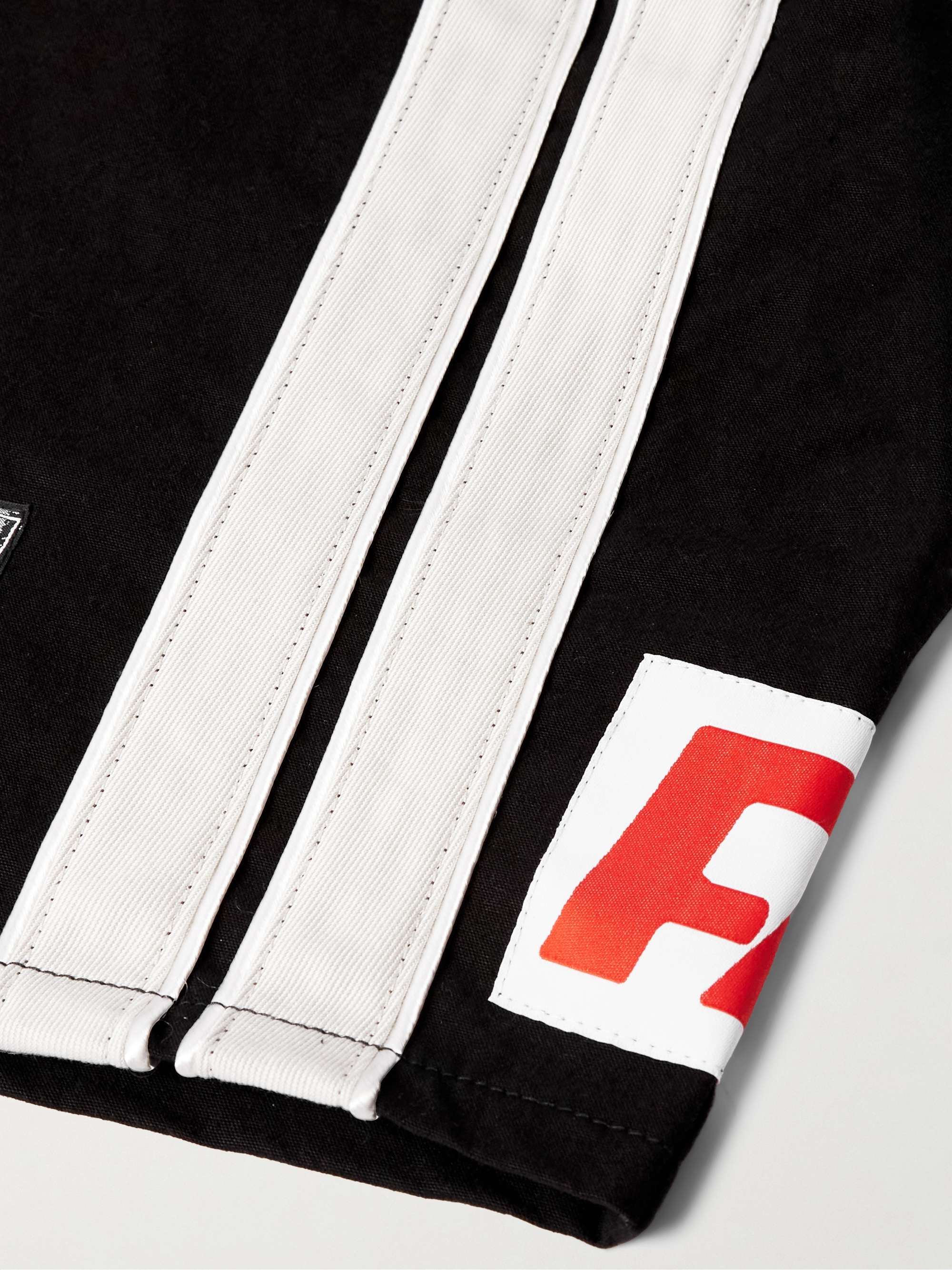 Trappist Straight-Leg Logo-Appliquéd Cotton-Canvas Drawstring Shorts view