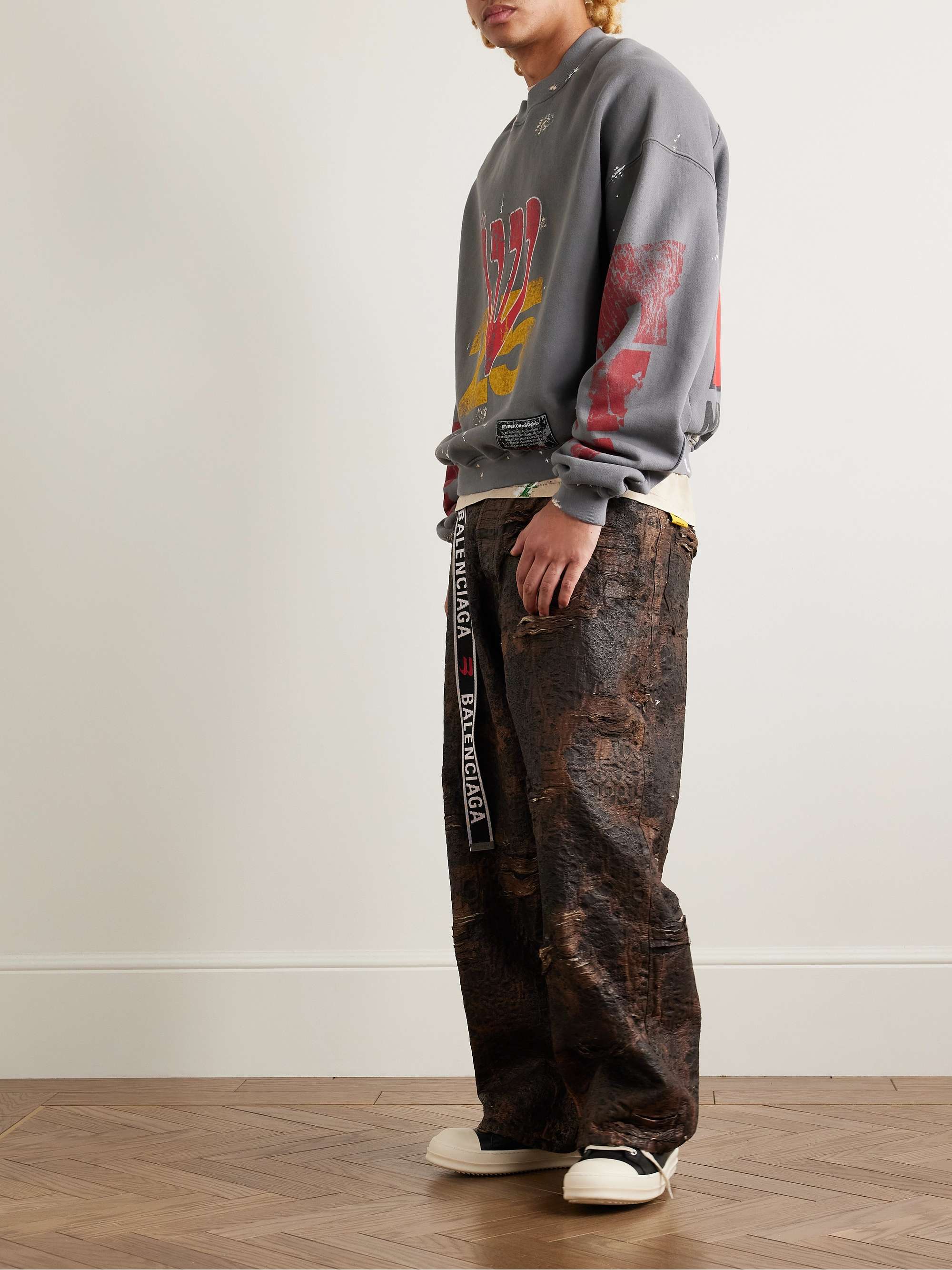 Love Stuff Paint-Splattered Printed Cotton-Jersey Sweatshirt view