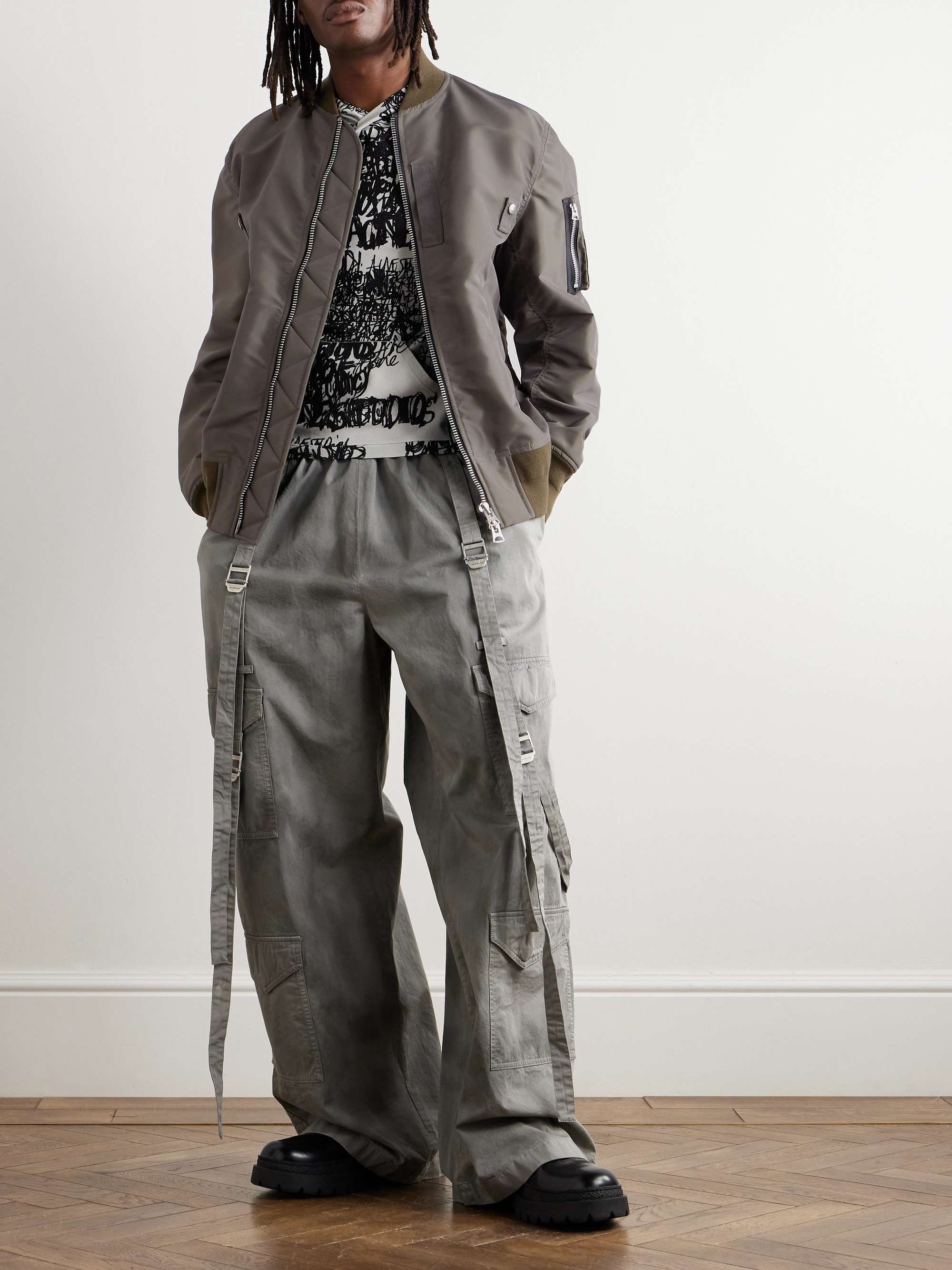 Padded Nylon-Twill Bomber Jacket view