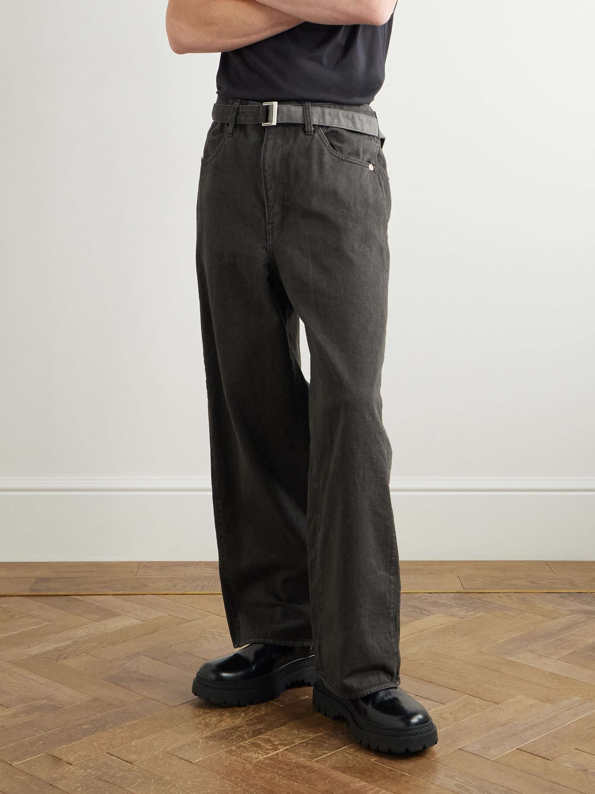 Wide-Leg Belted Jeans view