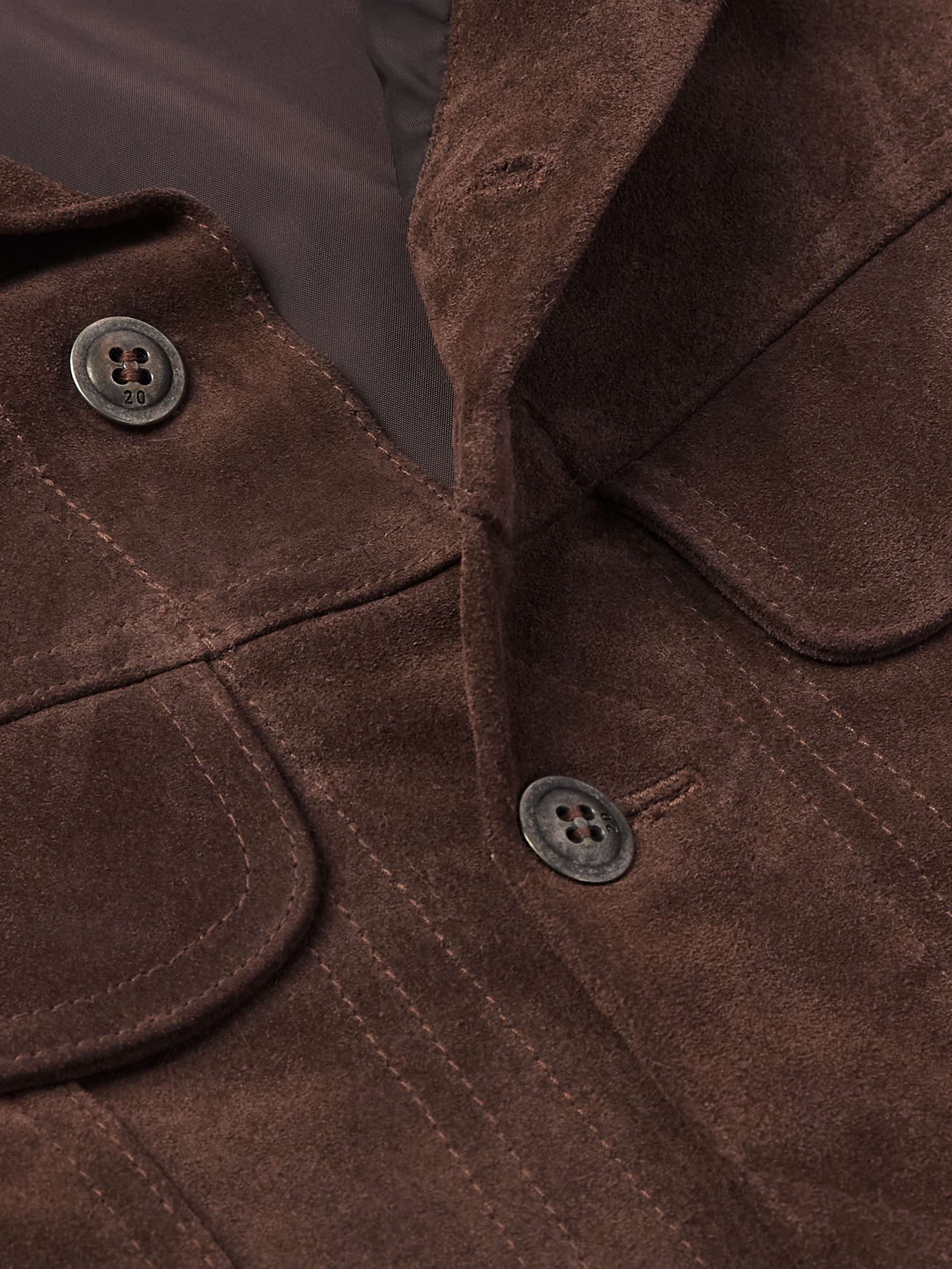 Camp-Collar Suede Trucker Jacket view