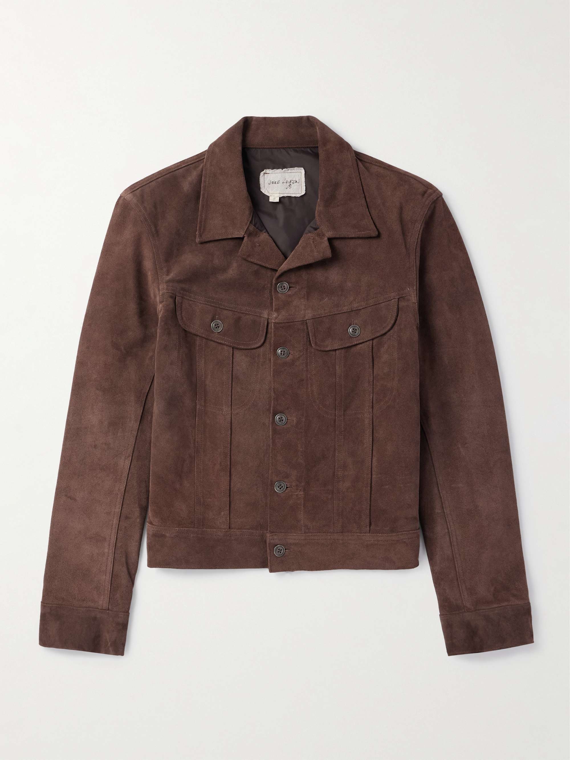 Camp-Collar Suede Trucker Jacket view