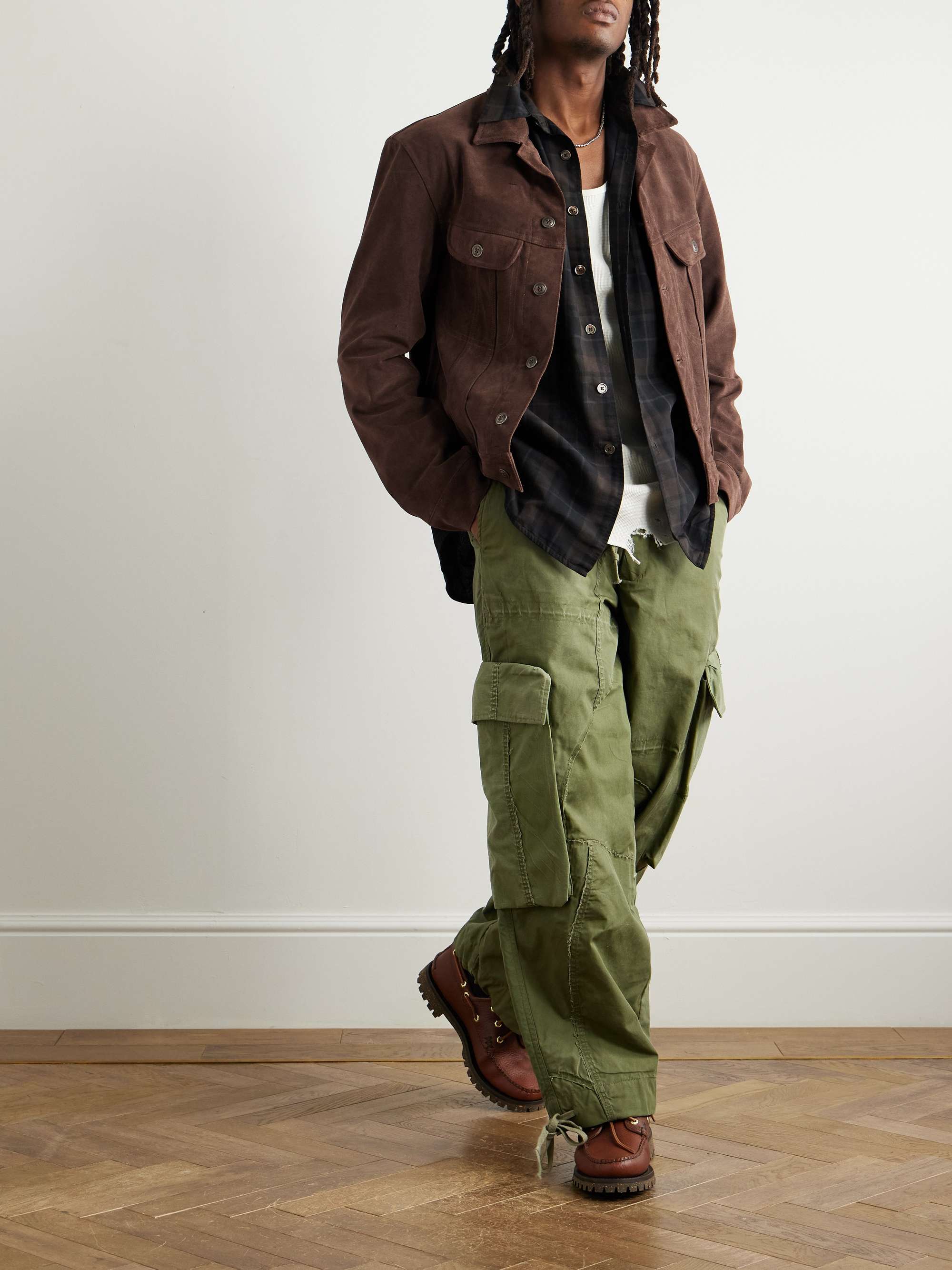 Camp-Collar Suede Trucker Jacket view