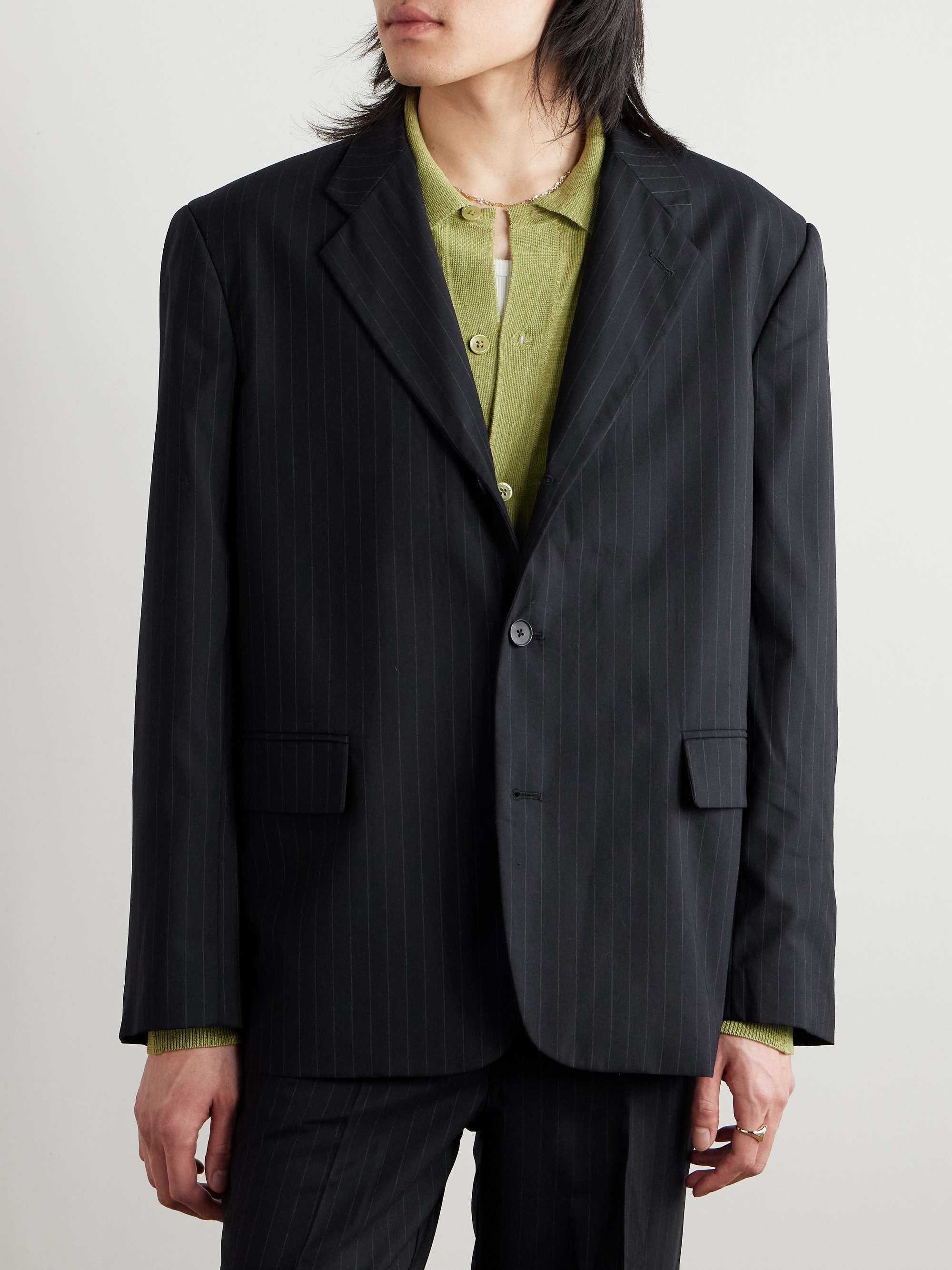 Barrio Pinstriped Wool Blazer view