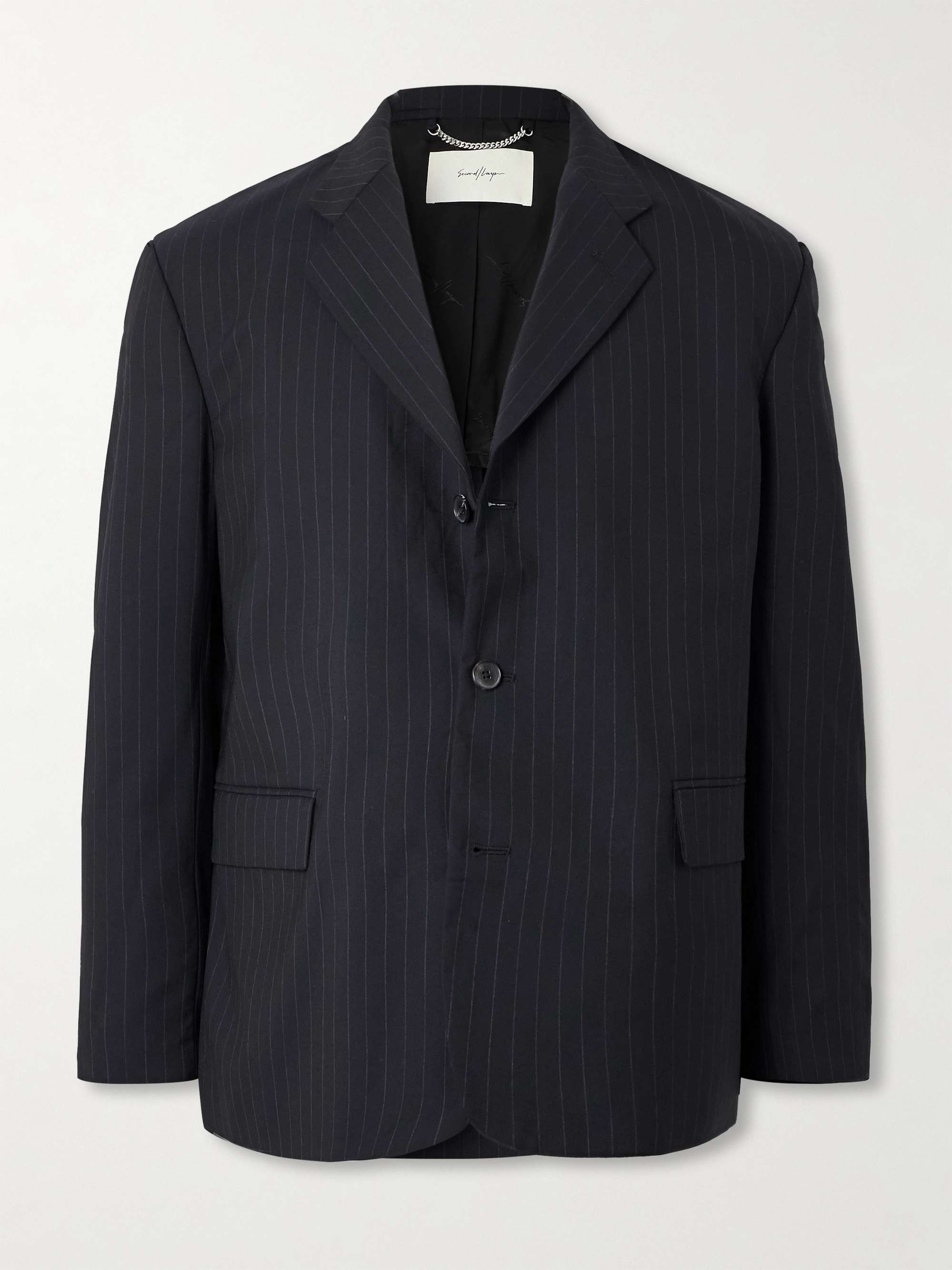 Barrio Pinstriped Wool Blazer view