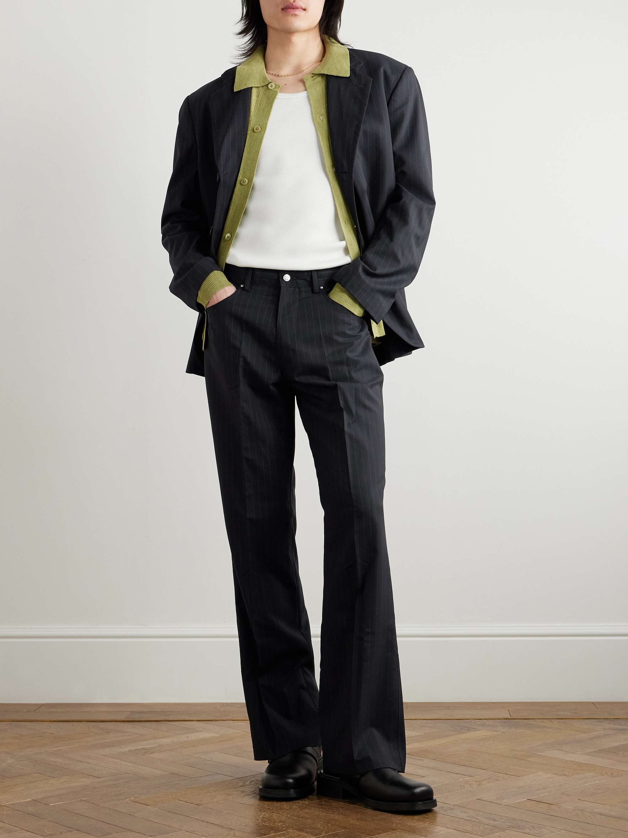 Barrio Pinstriped Wool Blazer view