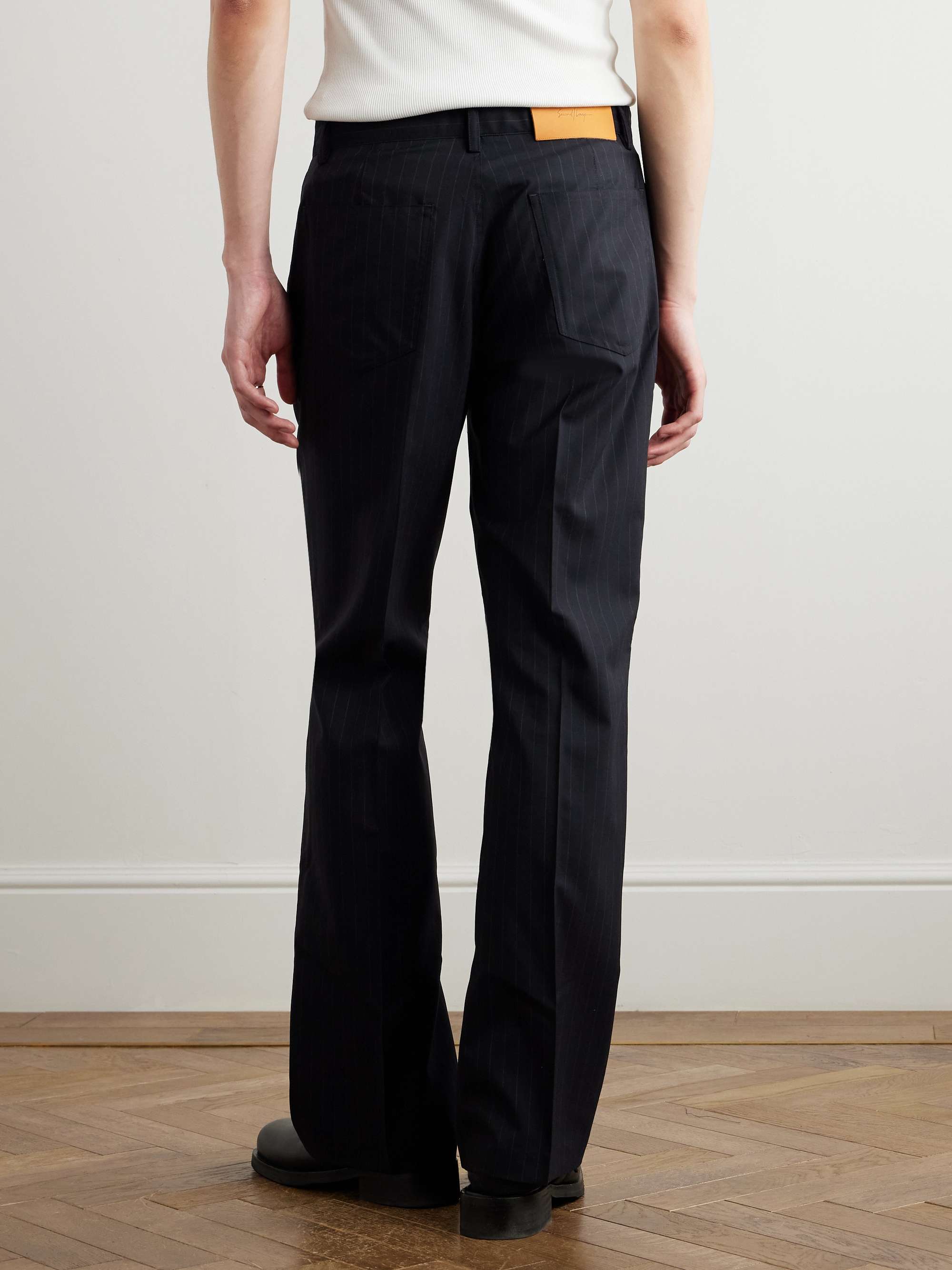 Flared Pinstriped Wool Trousers view