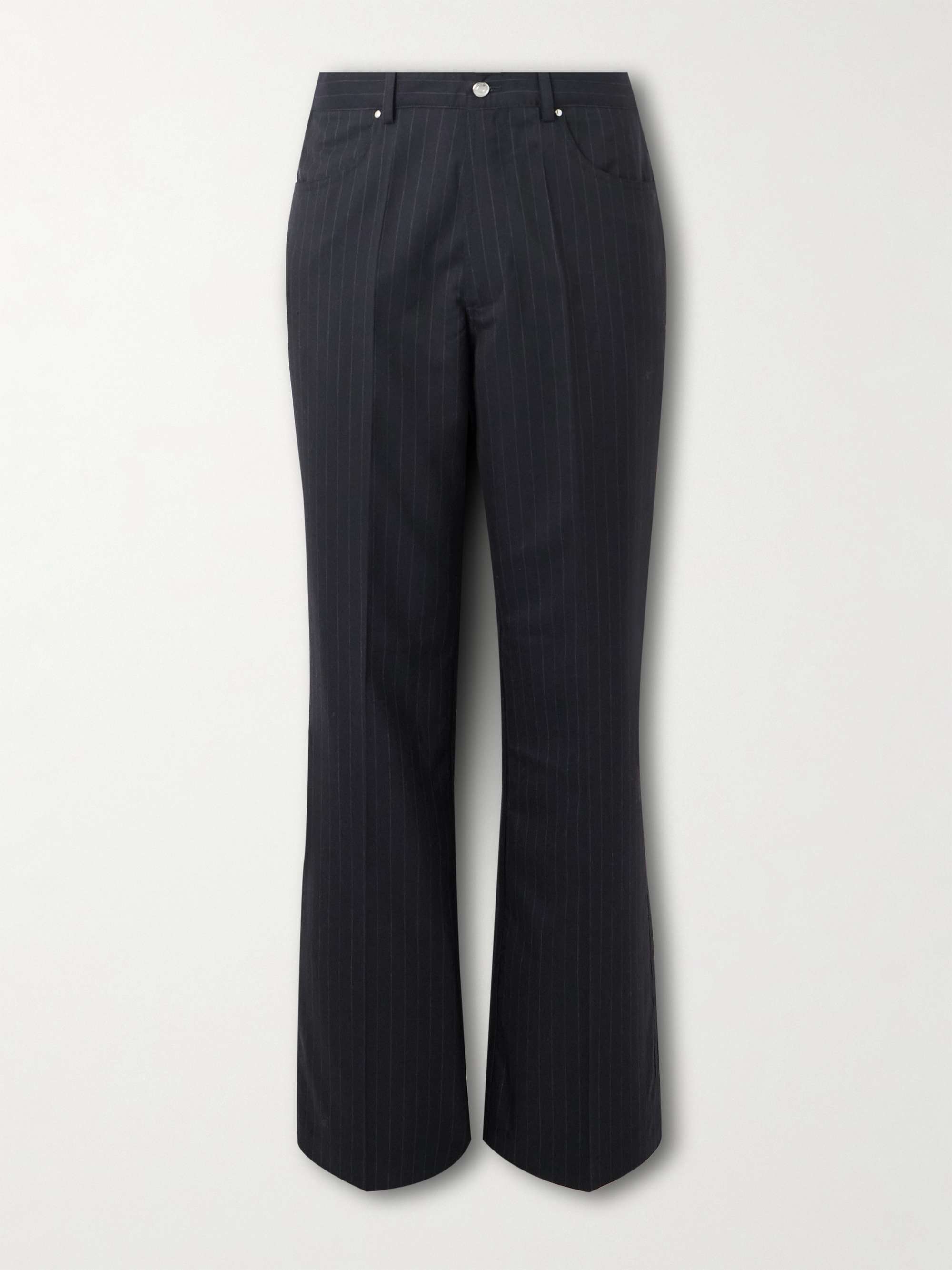 Flared Pinstriped Wool Trousers view