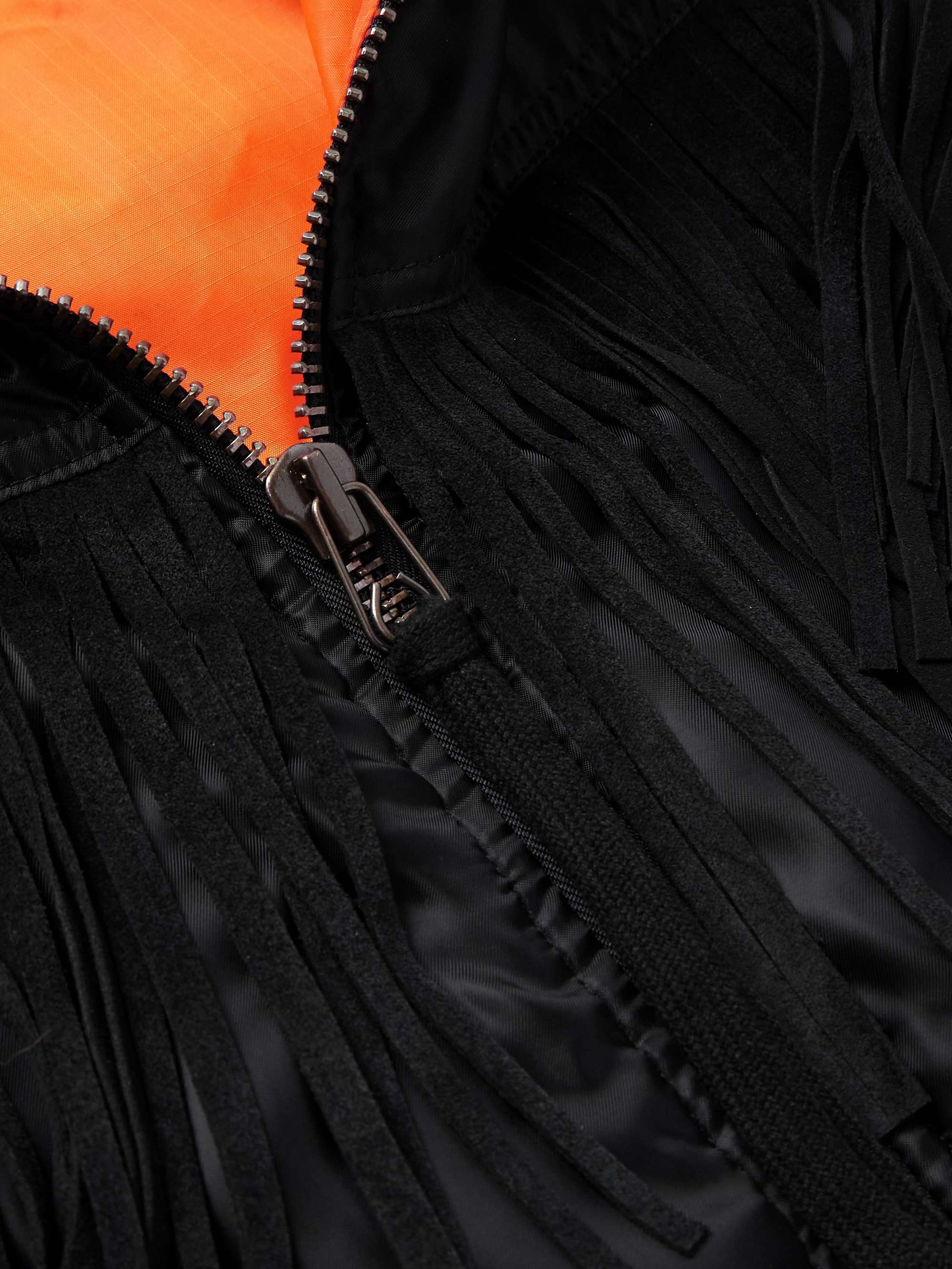 Black Tails Slim-Fit Fringed Suede-Trimmed Shell Bomber Jacket view