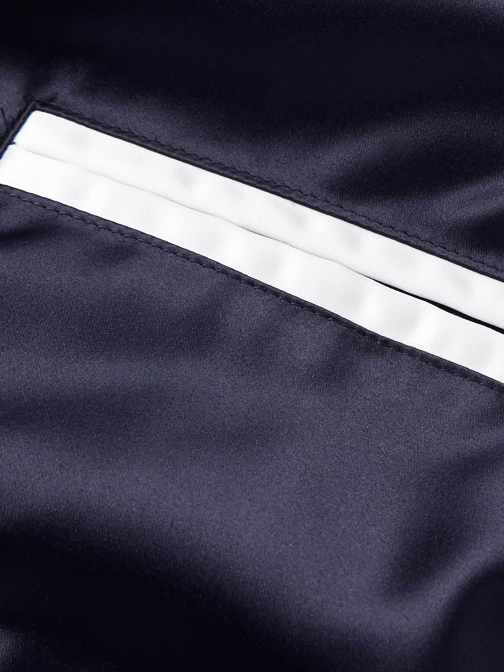 Slim-Fit Denim-Trimmed Satin Varsity Jacket view