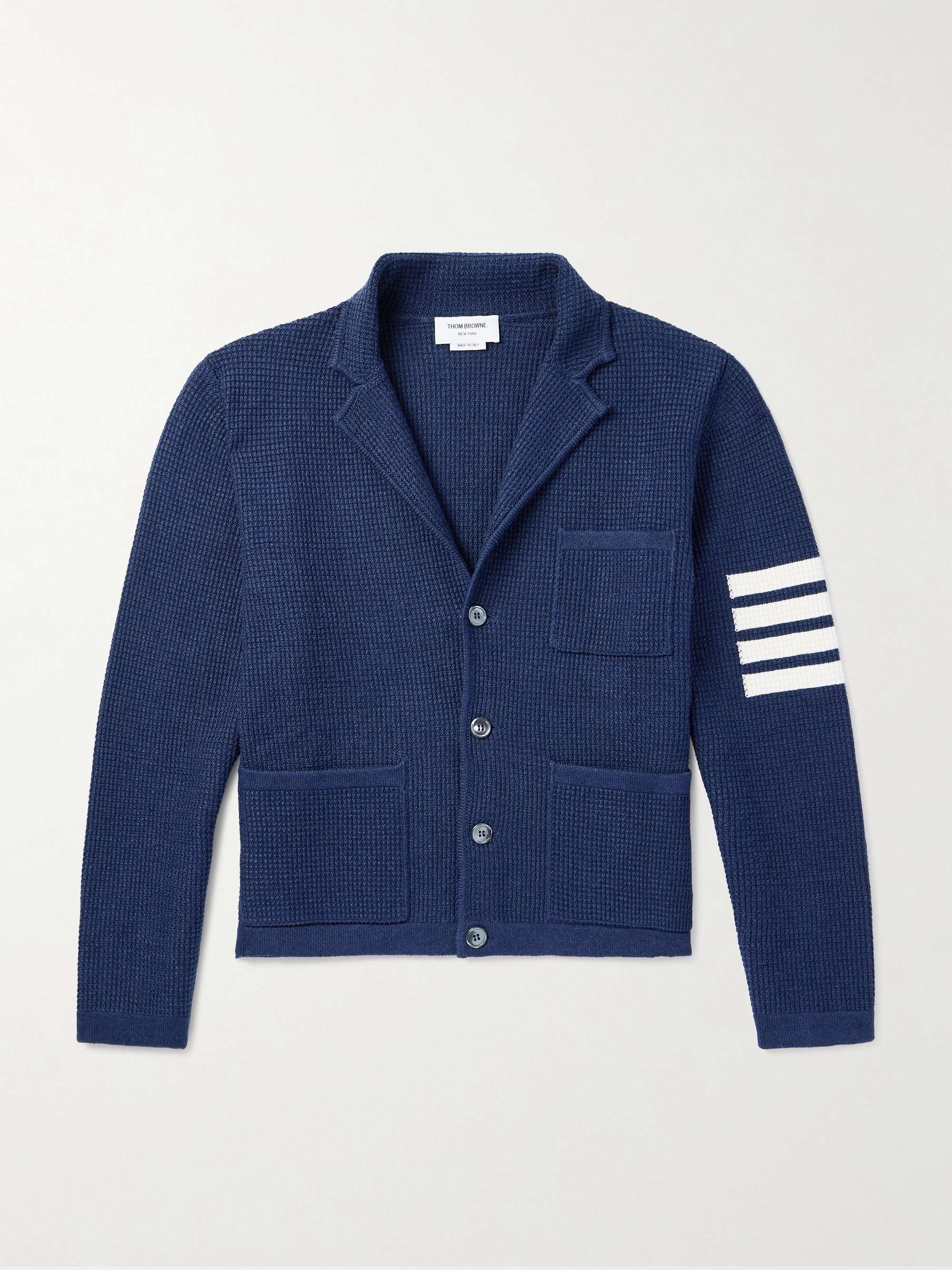 Slim-Fit Striped Linen-Blend Cardigan view
