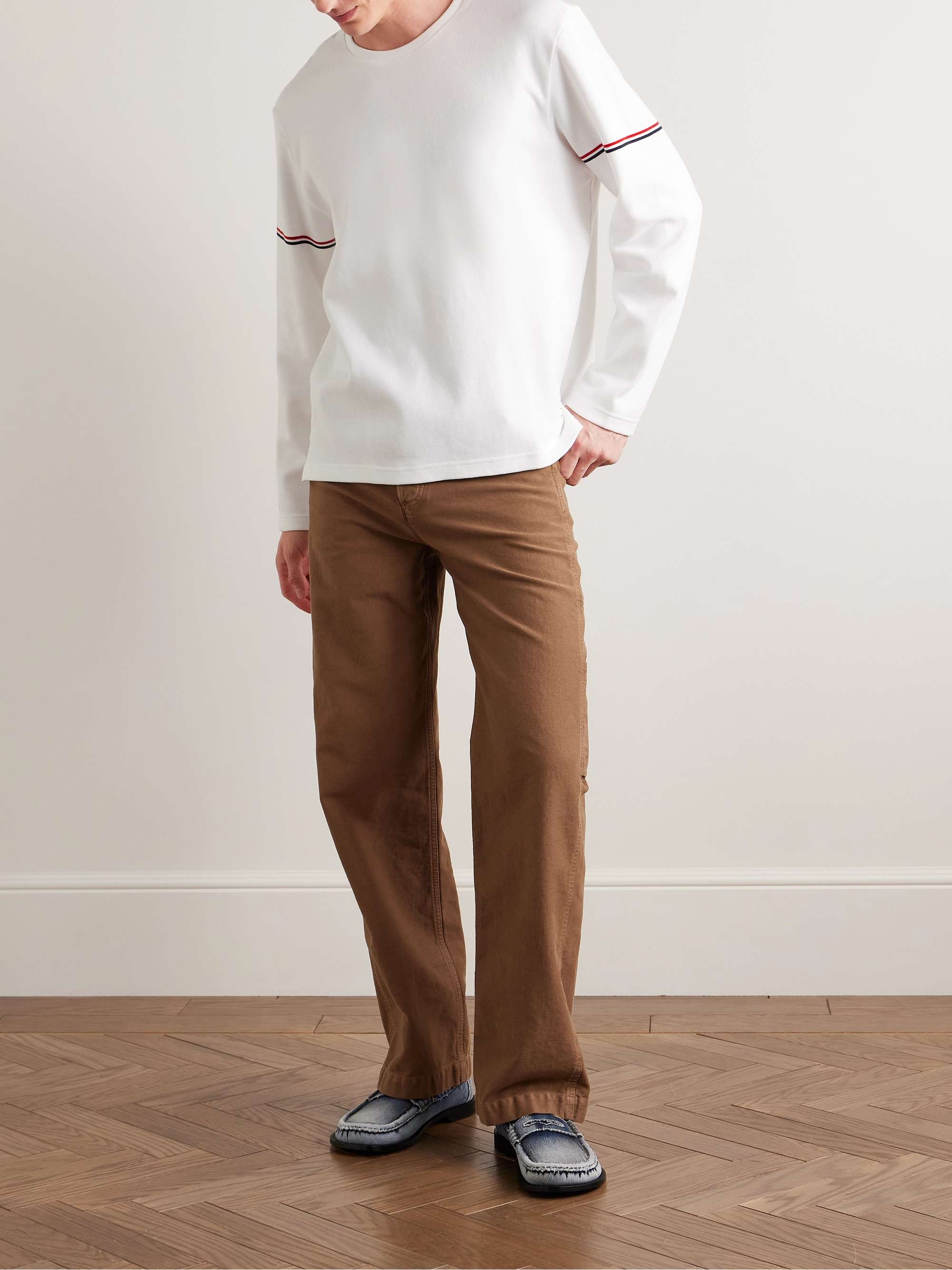 Logo-Appliquéd Striped Cotton-Interlock T-Shirt view