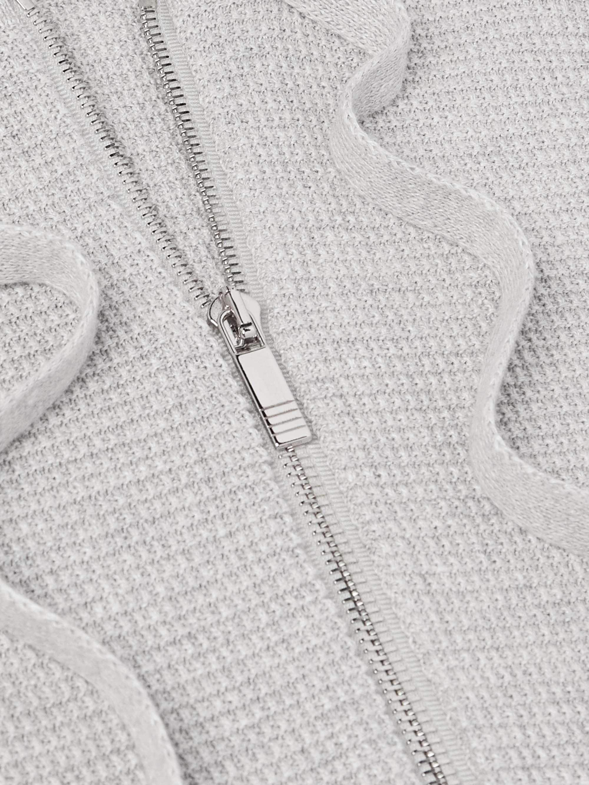 Intarsia-Knit Striped Textured Linen and Cotton-Blend Zip-Up Hoodie view