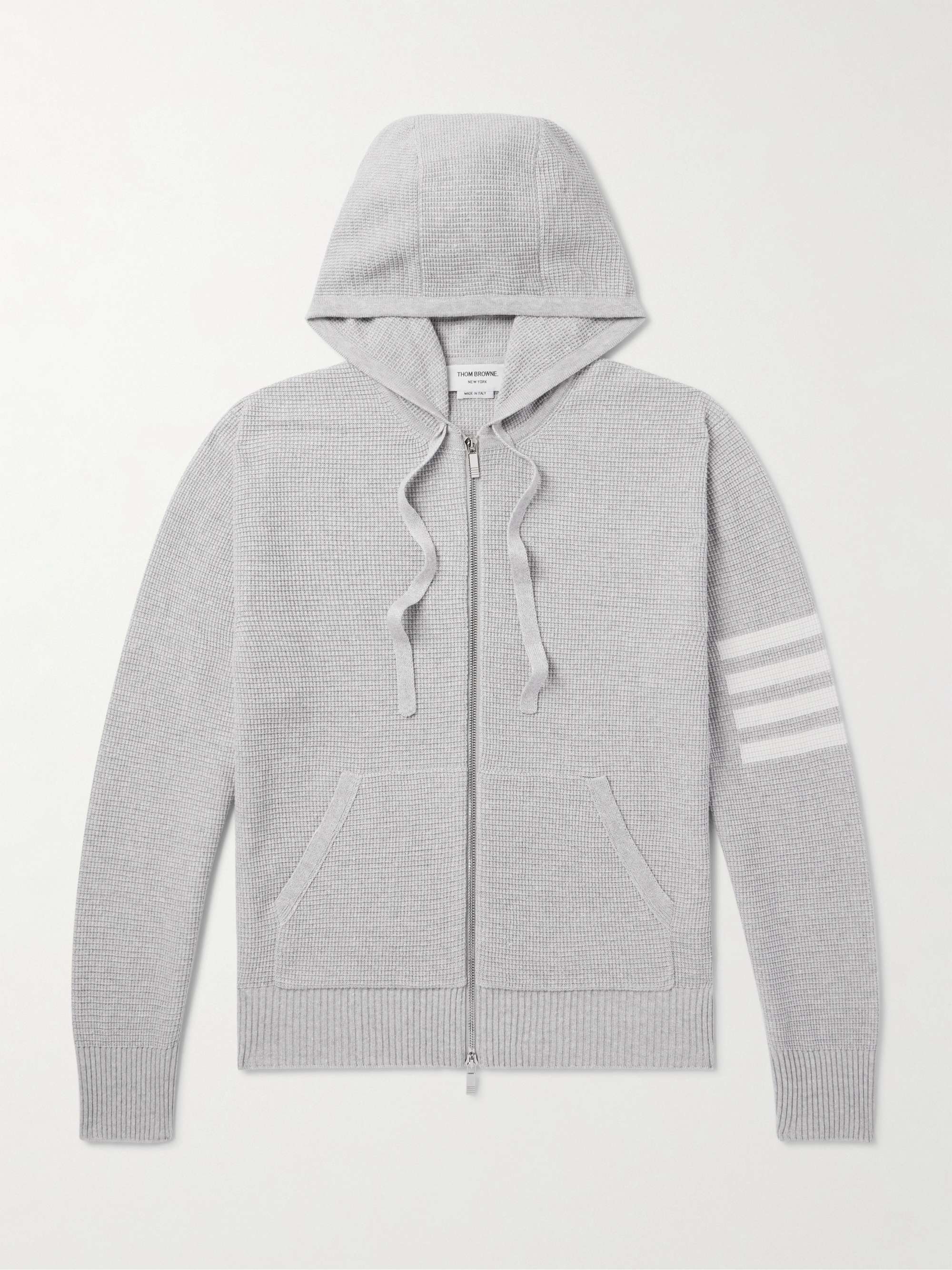Intarsia-Knit Striped Textured Linen and Cotton-Blend Zip-Up Hoodie view