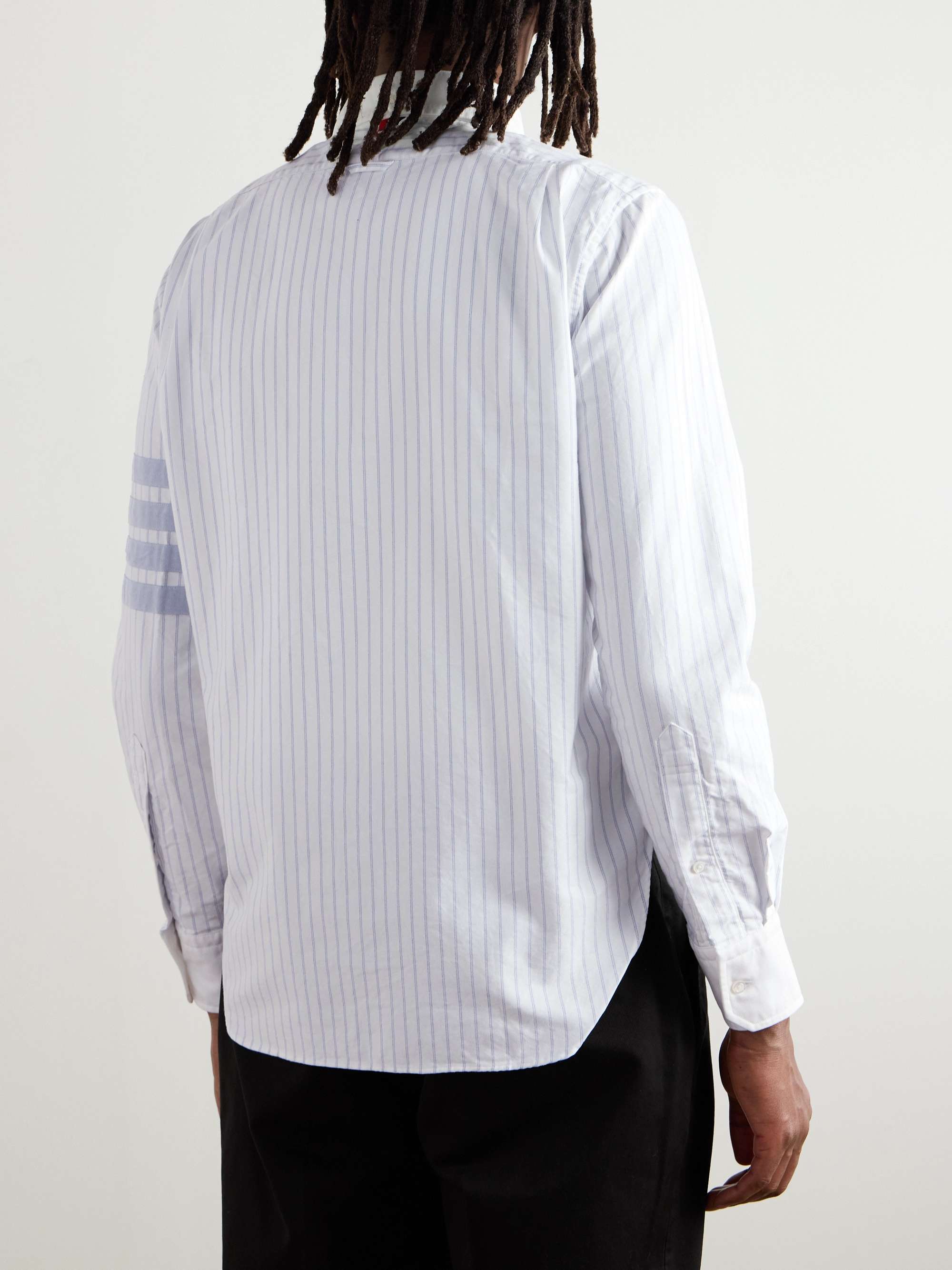 Penny-Collar Striped Cotton Shirt view