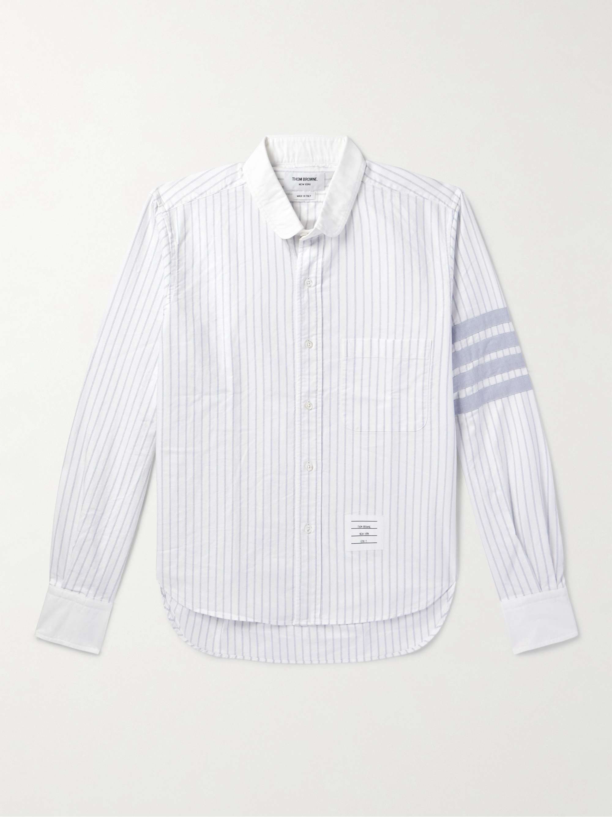 Penny-Collar Striped Cotton Shirt view