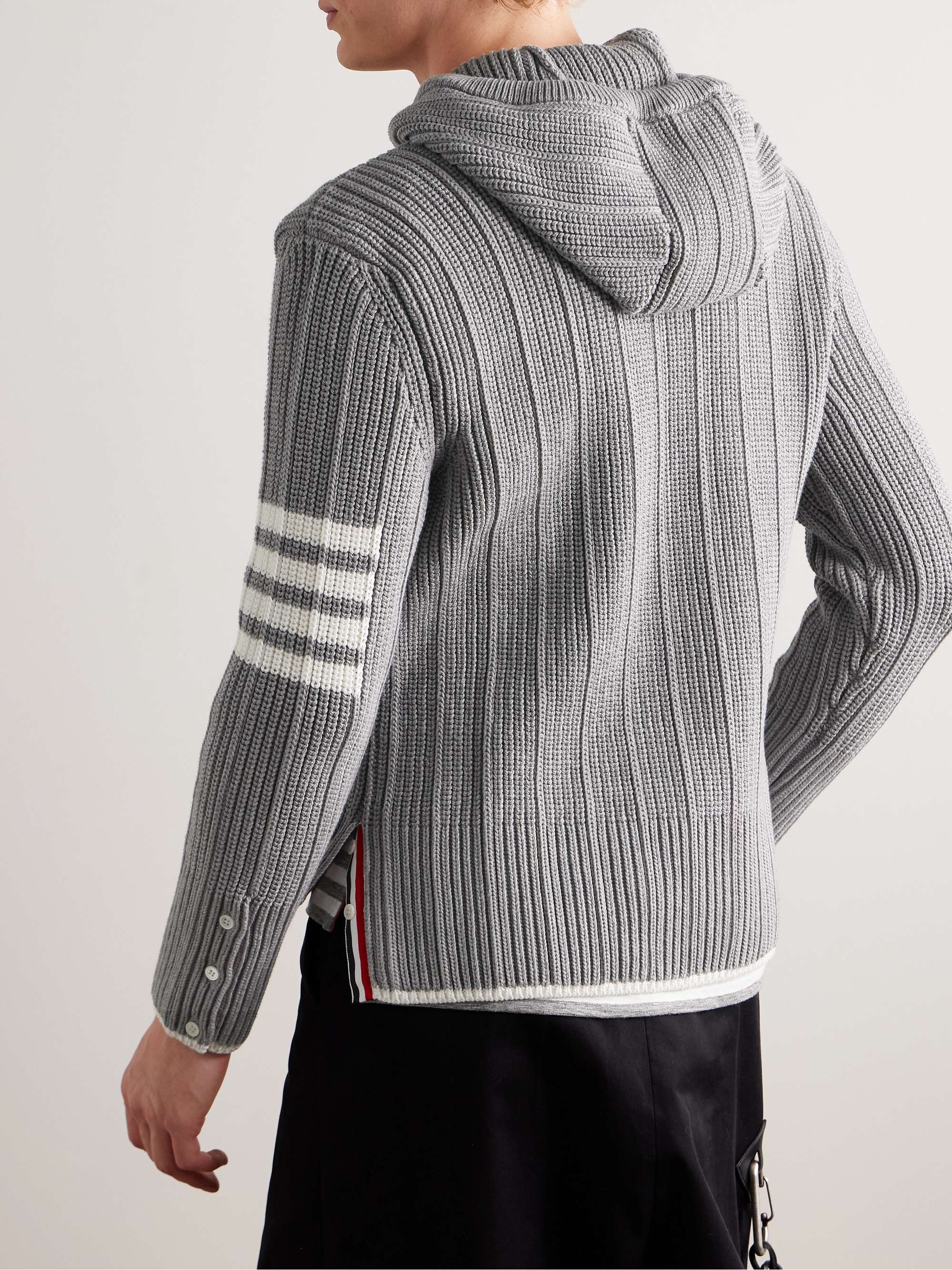 Striped Ribbed Cotton Hoodie view