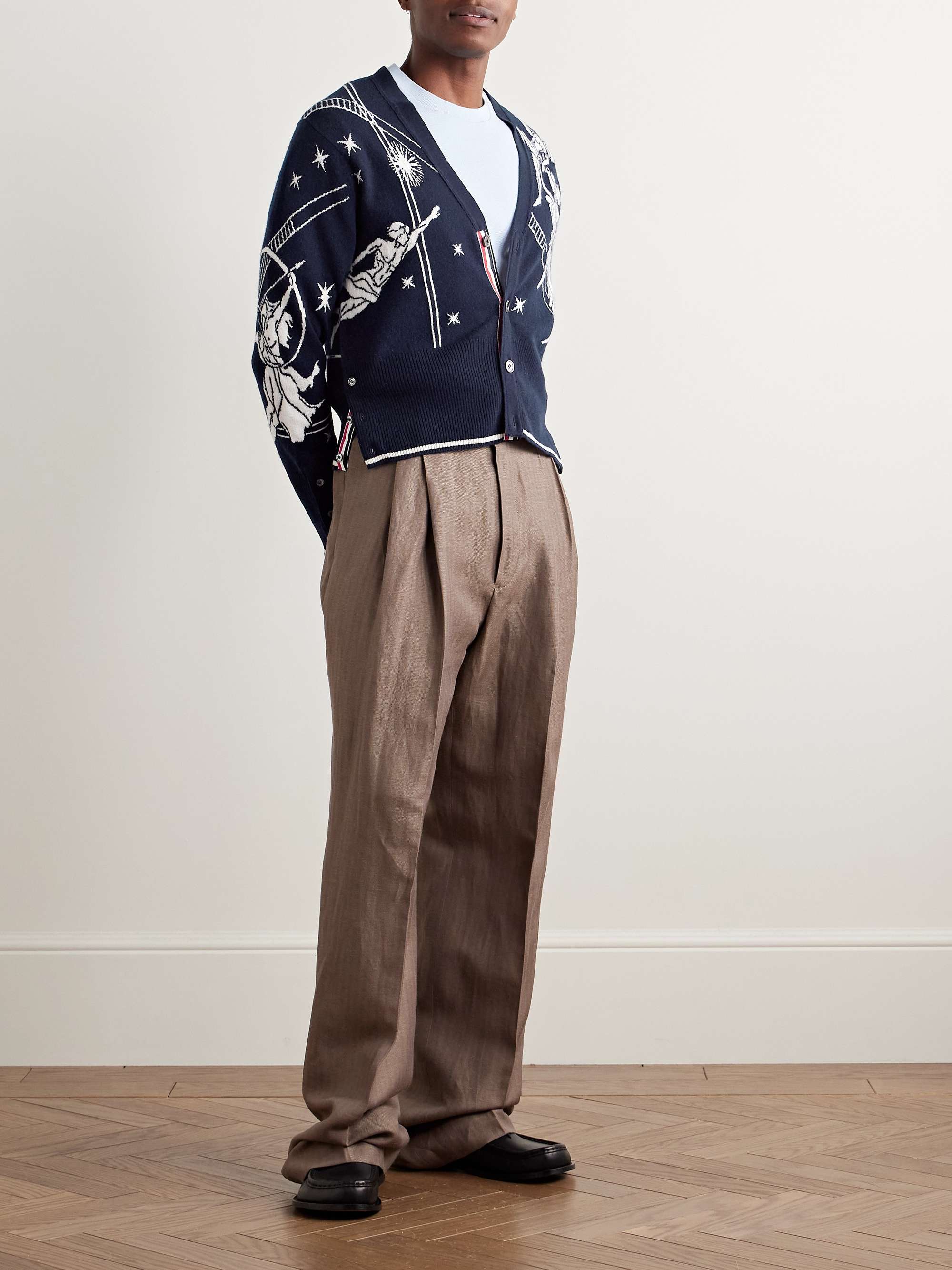 Olympic Constellation Slim-Fit Jacquard-Knit Cashmere Cardigan view