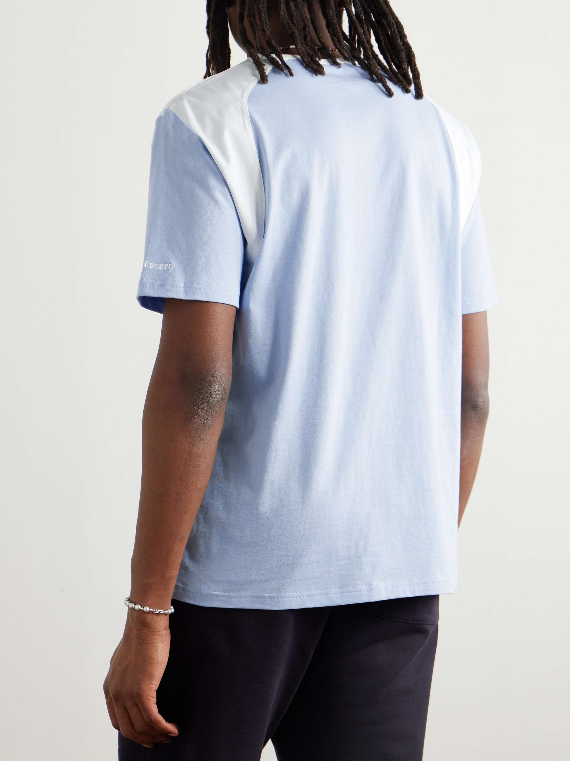 Logo-Embroidered Stretch Poplin-Panelled Organic Cotton-Jersey T-Shirt view