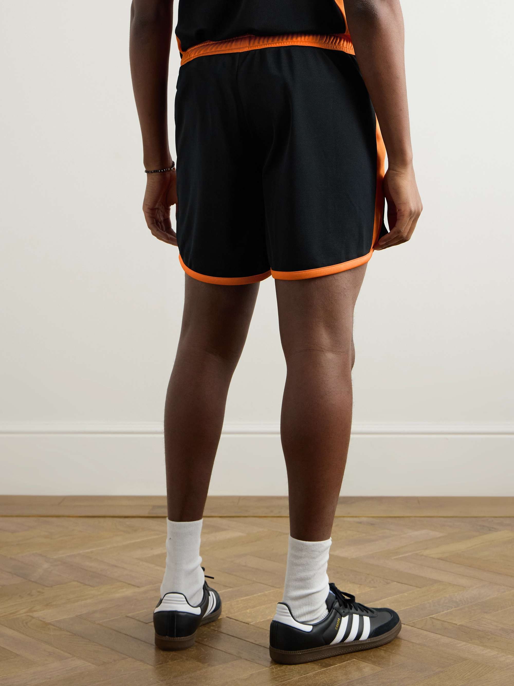 Straight-Leg Logo-Appliquéd Two-Tone Tech-Jersey Shorts view