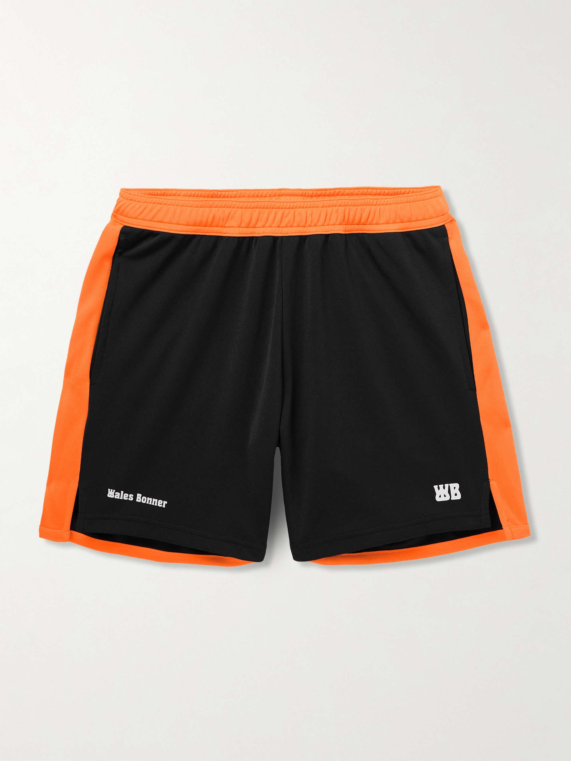 Straight-Leg Logo-Appliquéd Two-Tone Tech-Jersey Shorts view