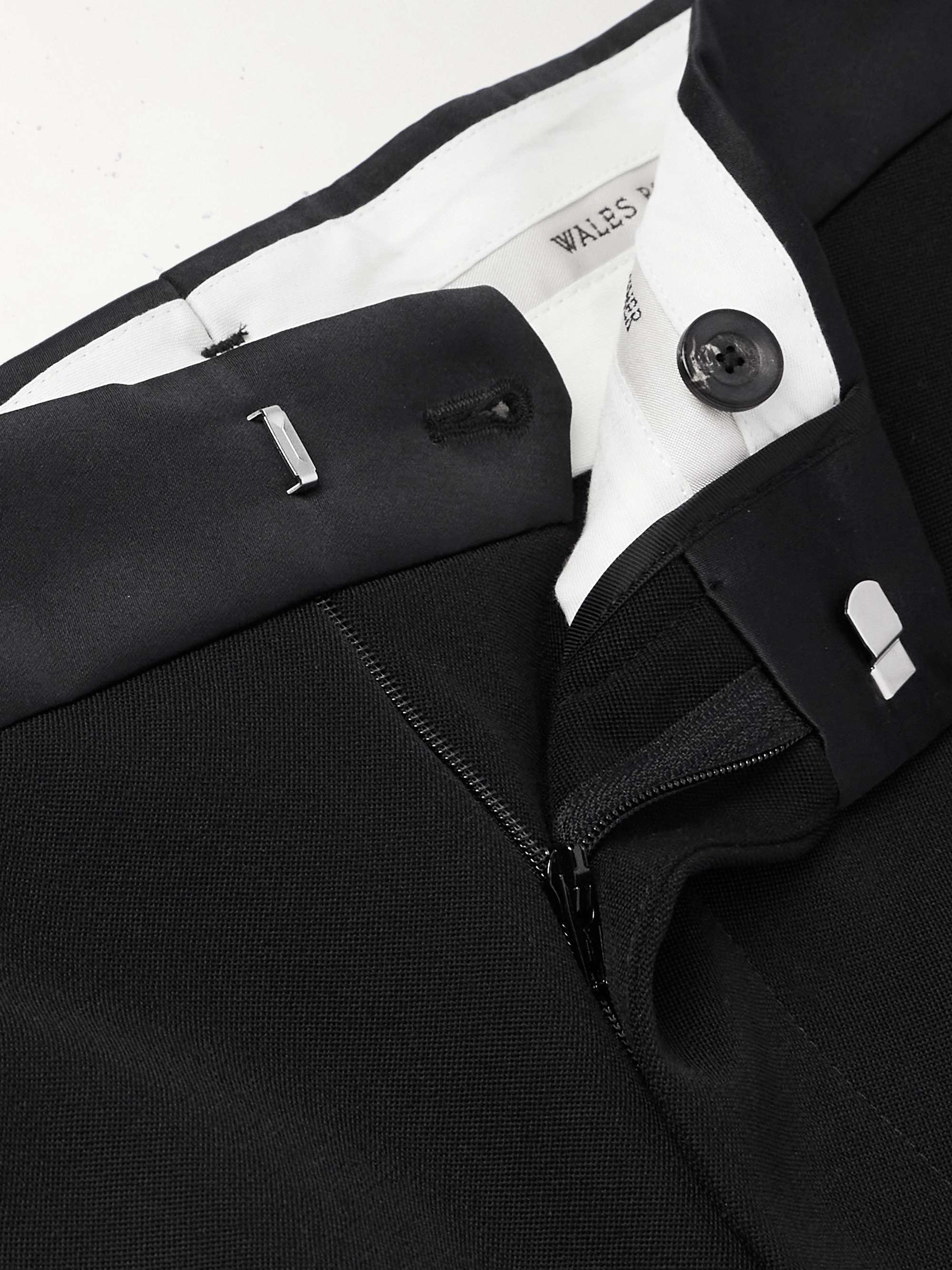 Straight-Leg Satin-Trimmed Grain De Poudre Wool Trousers view
