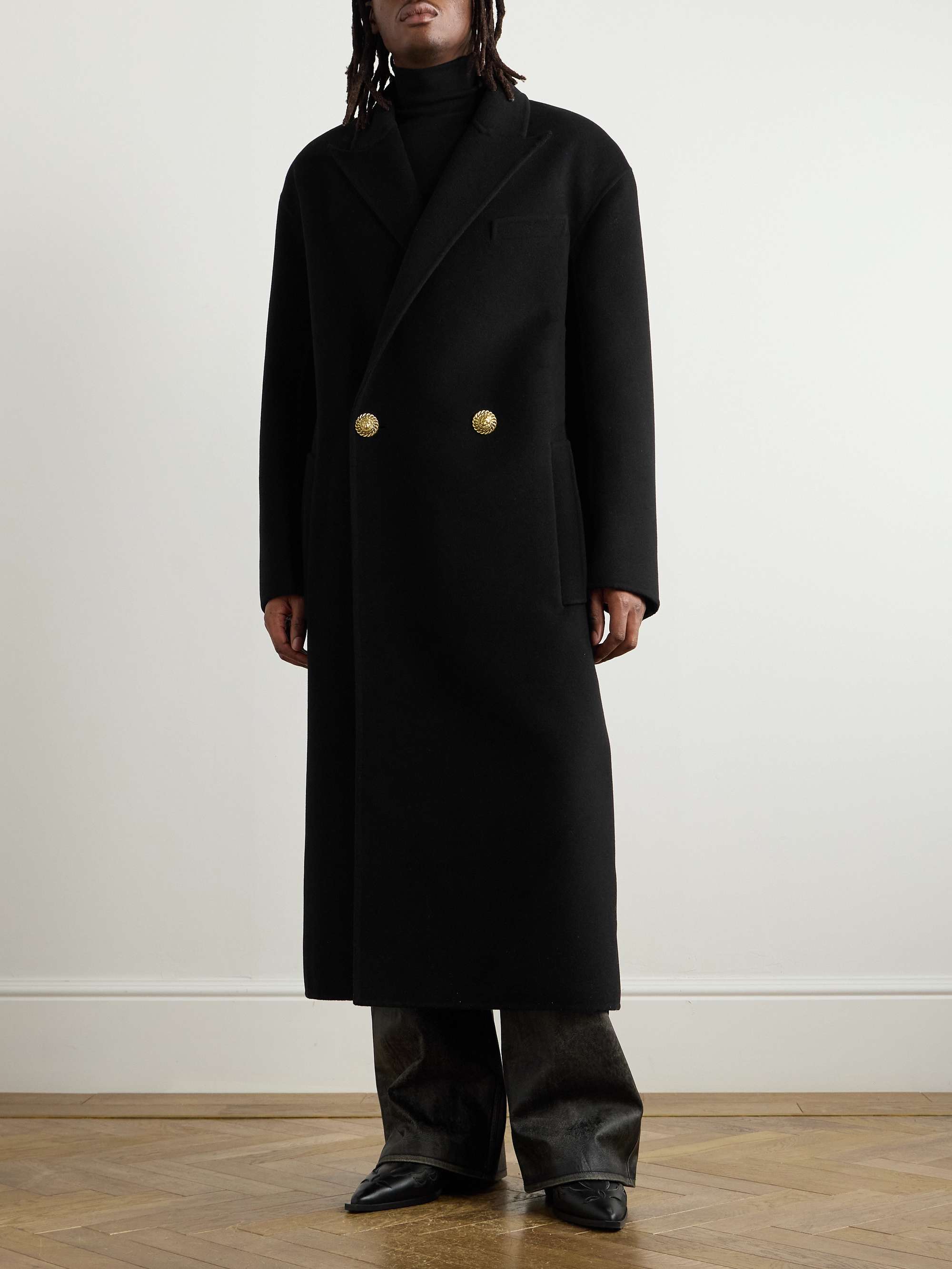 Double-Breasted Virgin Wool and Cashmere-Blend Coat view