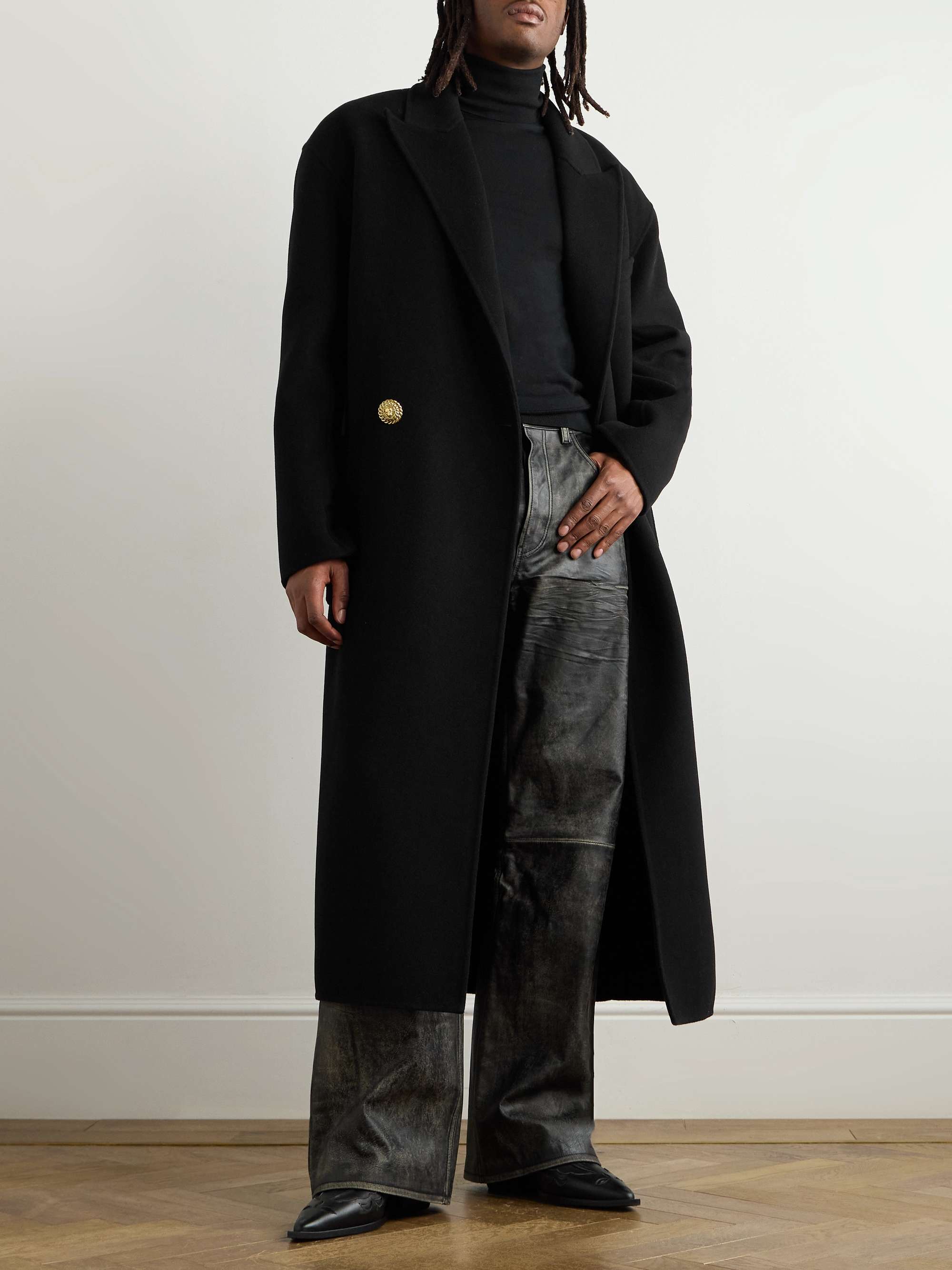 Double-Breasted Virgin Wool and Cashmere-Blend Coat view