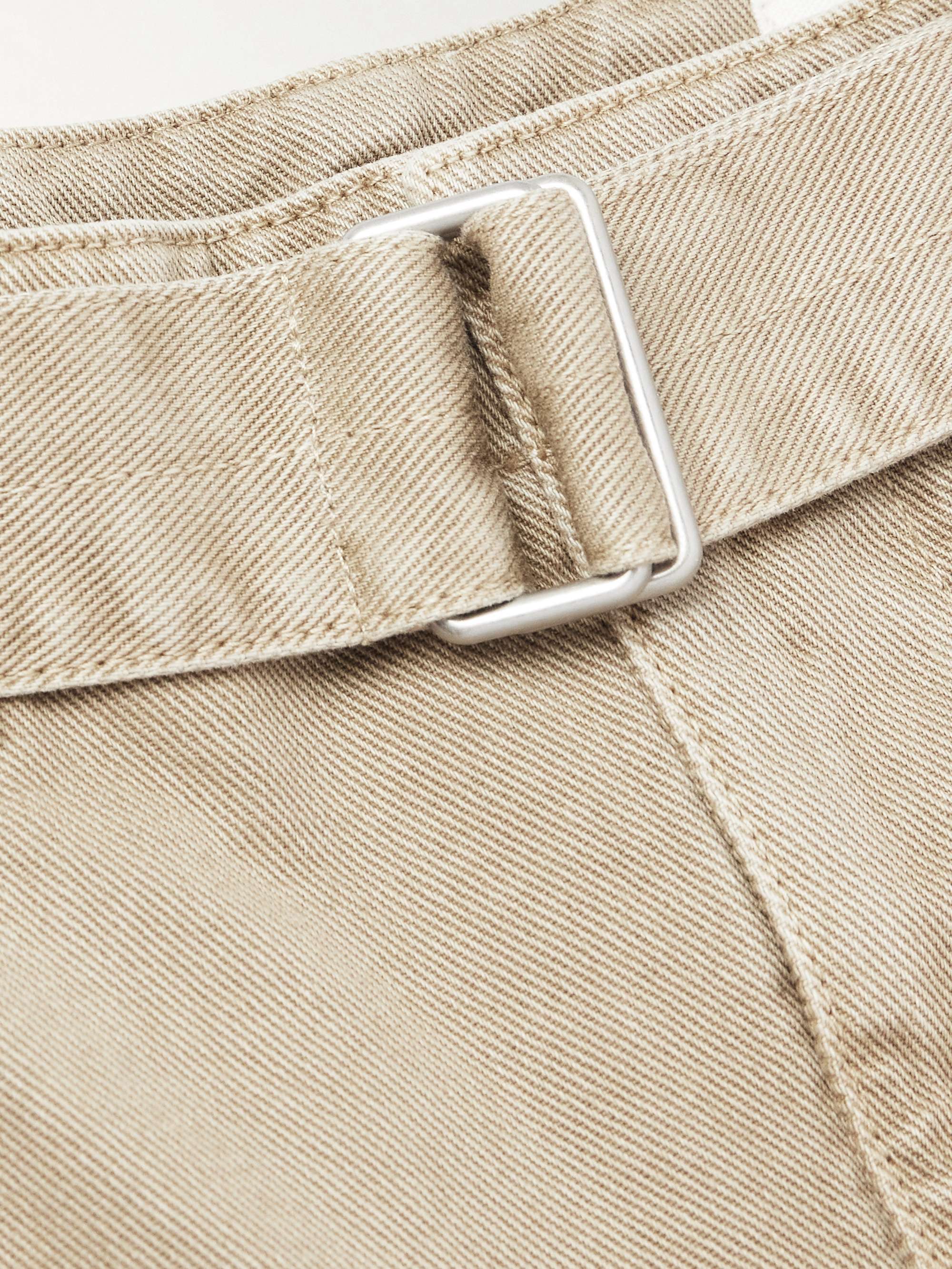 Twisted Wide-Leg Belted Garment-Dyed Denim Shorts view