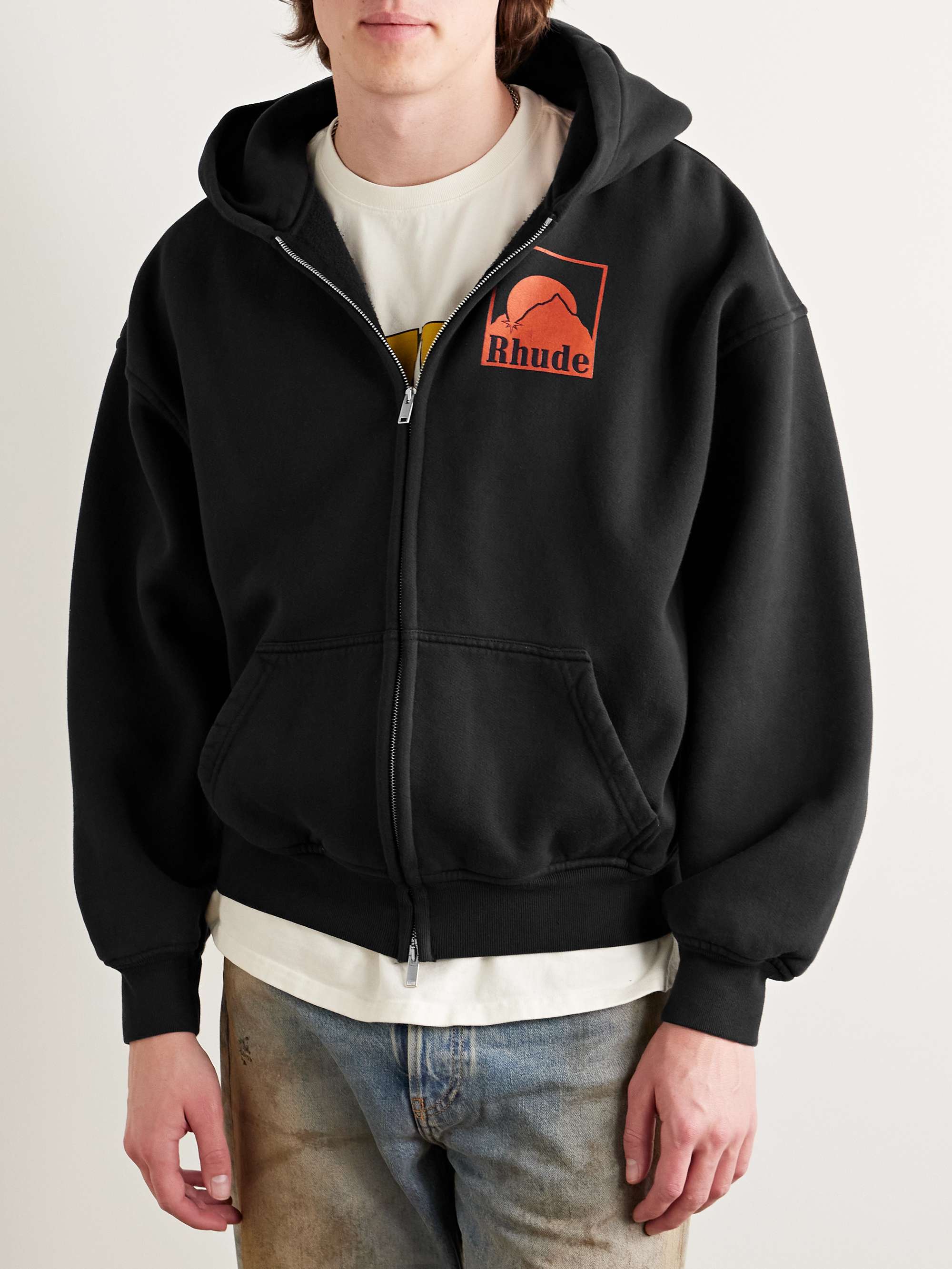 Moonlight Badge Logo-Print Cotton-Jersey Zip-Up Hoodie view