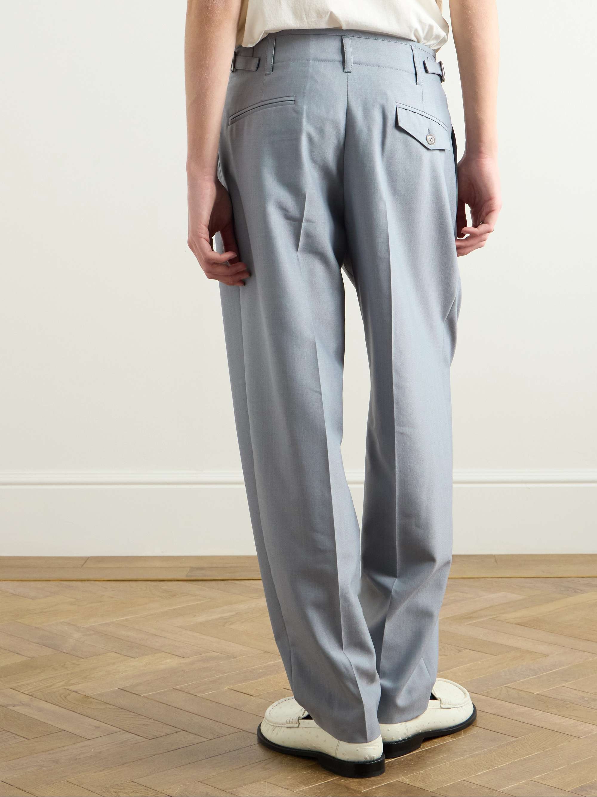Tapered Pleated Twill Trousers view