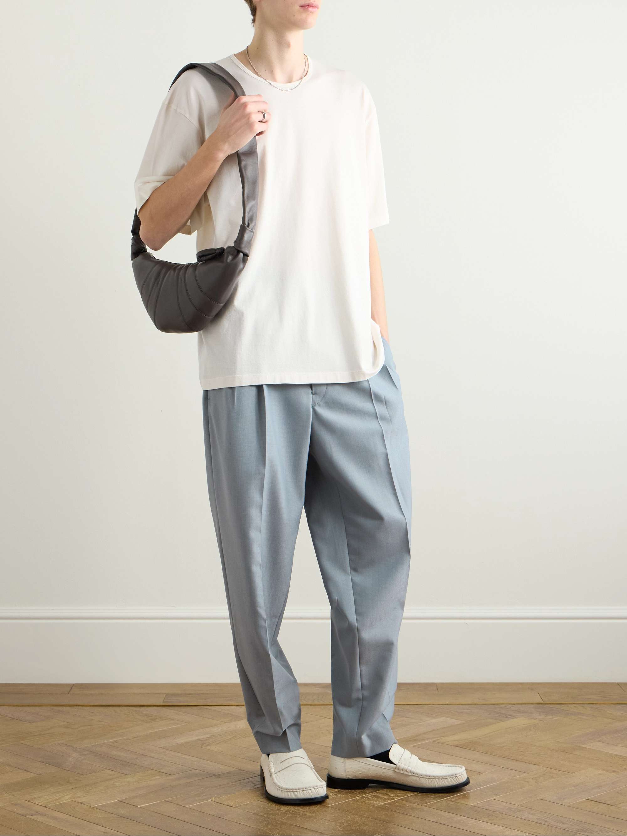 Tapered Pleated Twill Trousers view