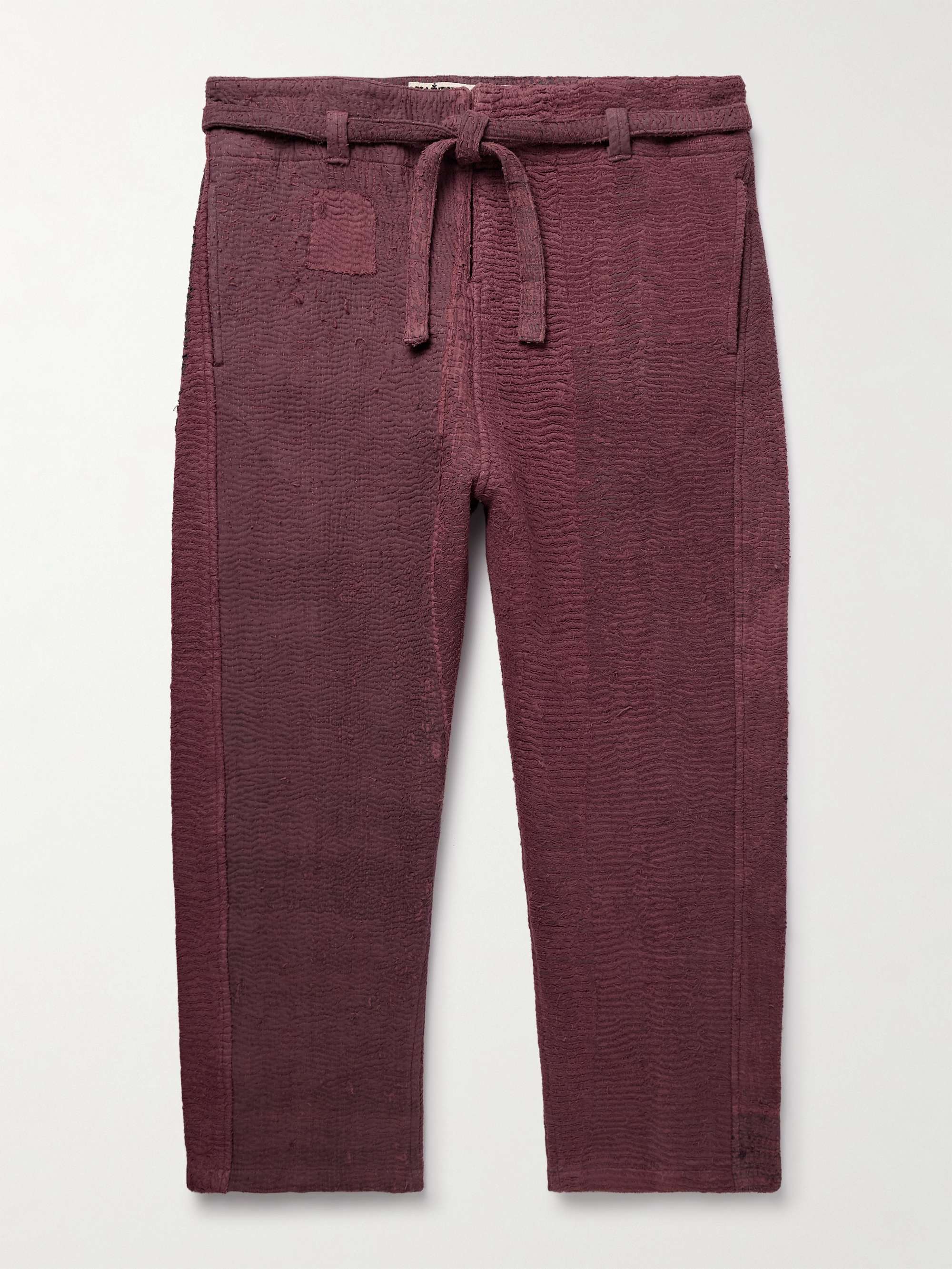 Judo Belted Upcycled Textured-Cotton Trousers view