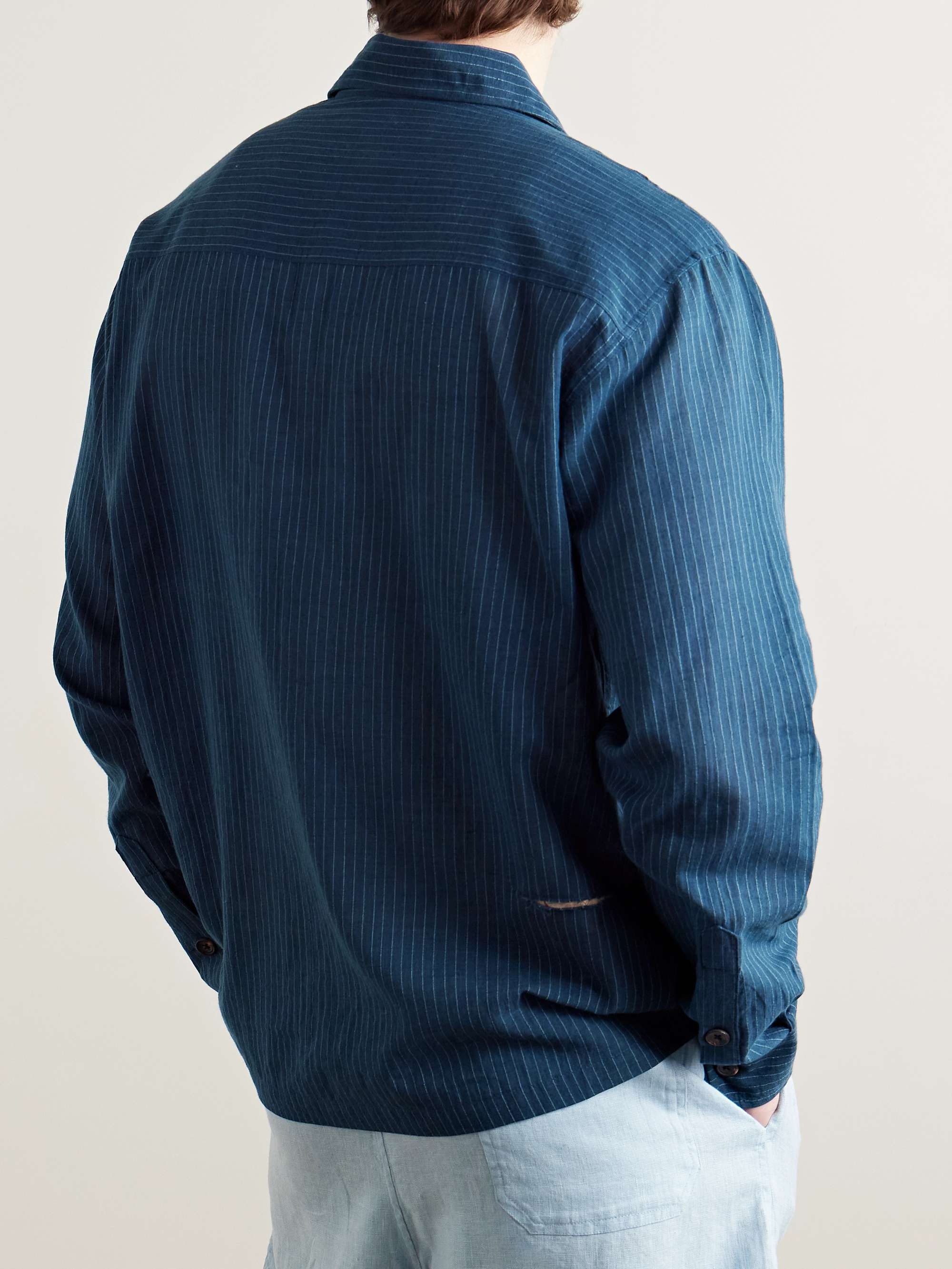 Distressed Printed Cotton and Silk-Blend Shirt view