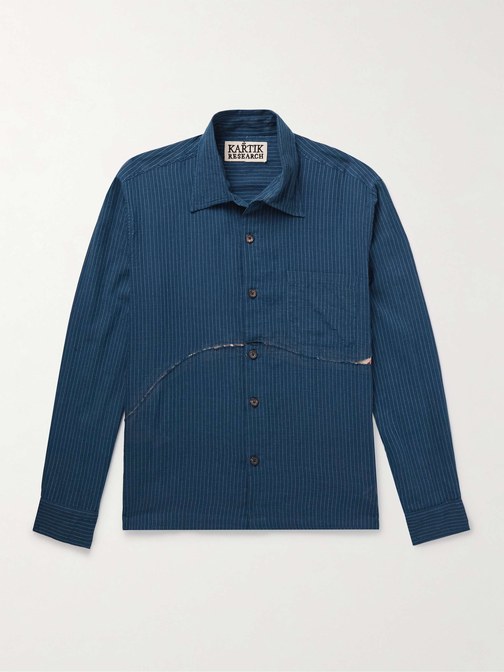 Distressed Printed Cotton and Silk-Blend Shirt view