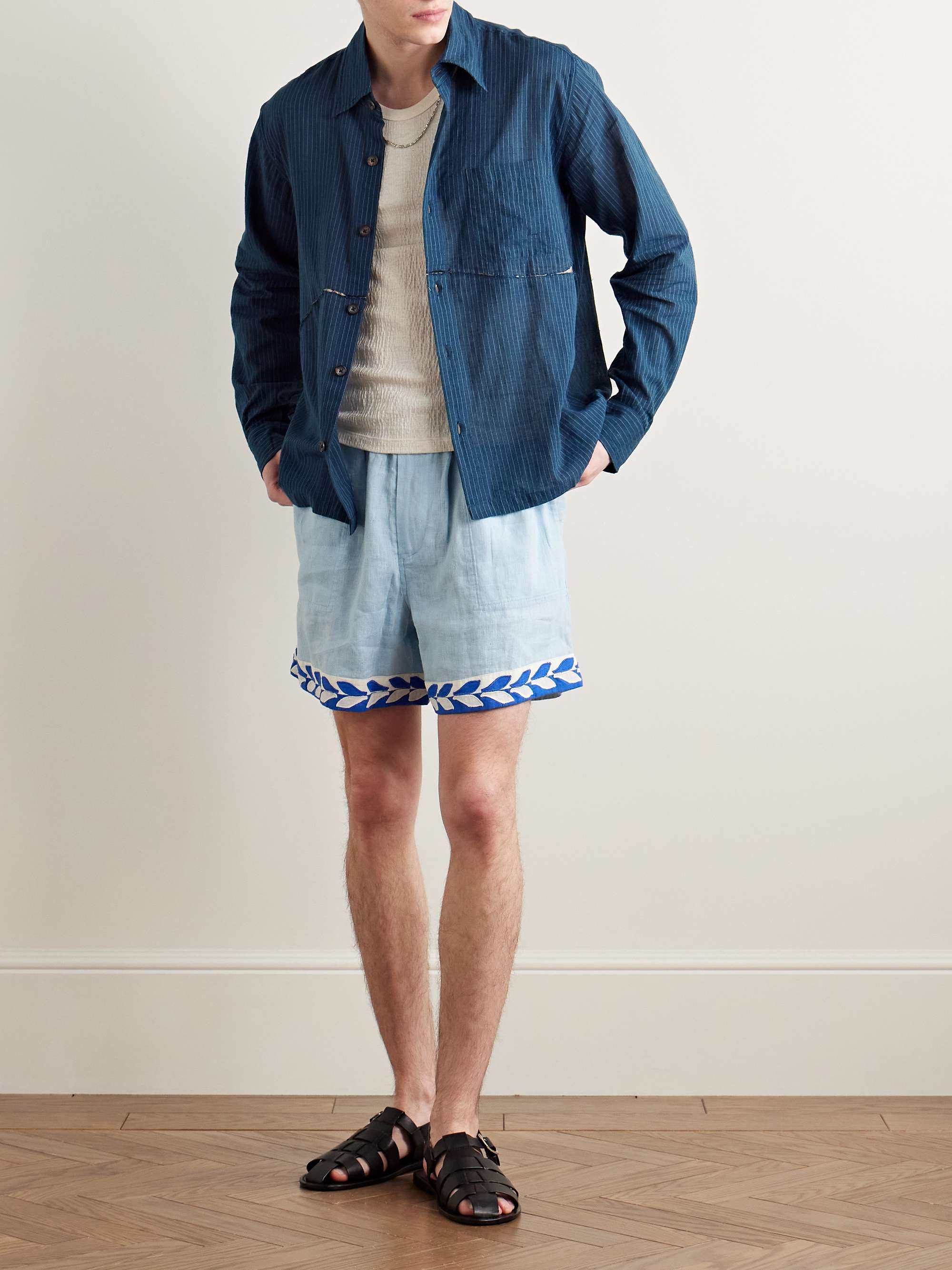 Distressed Printed Cotton and Silk-Blend Shirt view