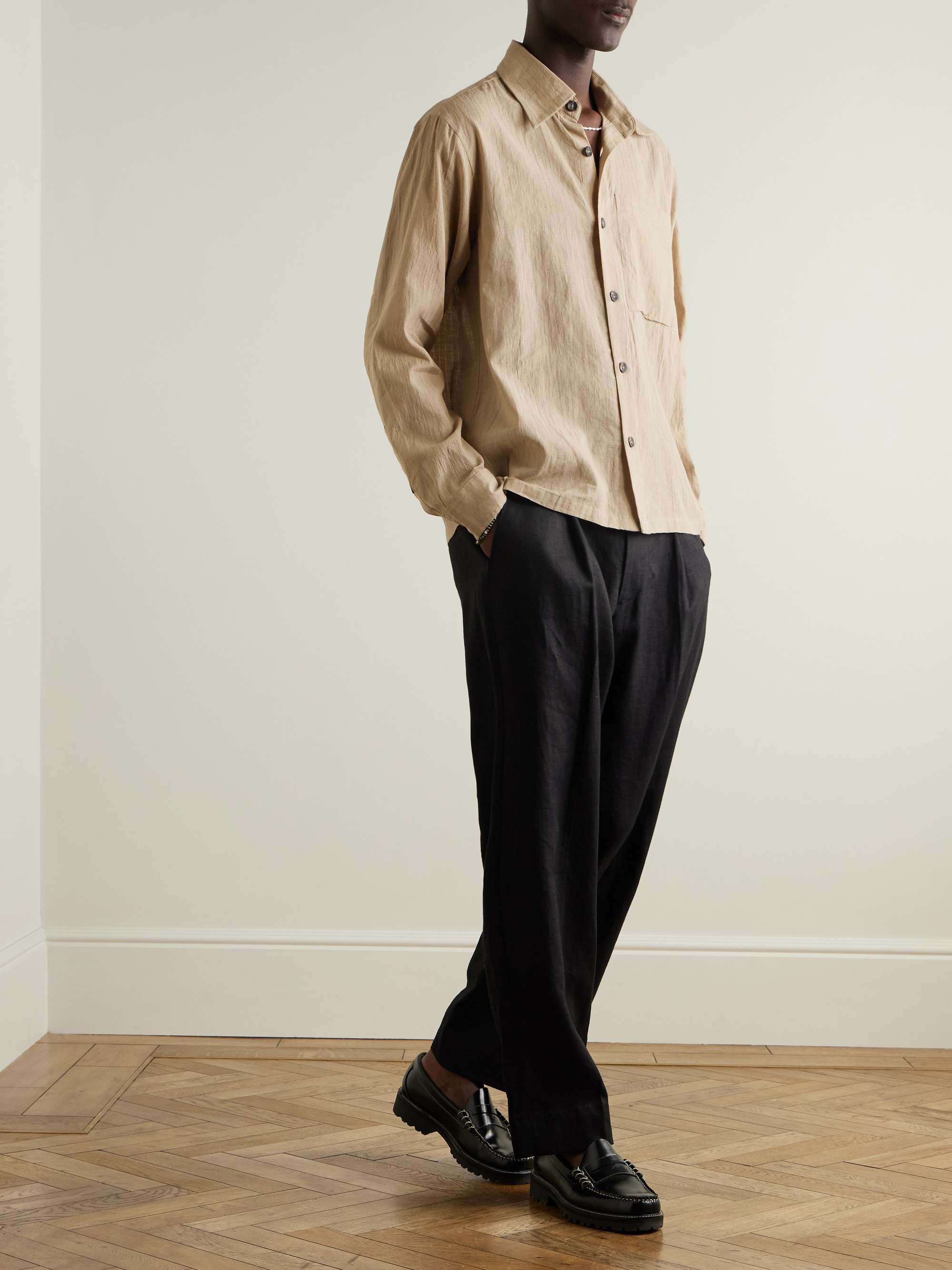 Striped Metallic Cotton-Jacquard Shirt view